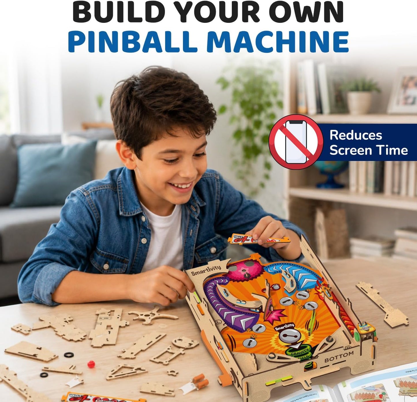 HotSmartivity DIY Pinball Machine for Kids 8-14 Years Old | Global Award Winning Arcade Game | Build Your Own Pinball I Birthday Gift for Smart Kids | STEM Toy for Boys & Girls