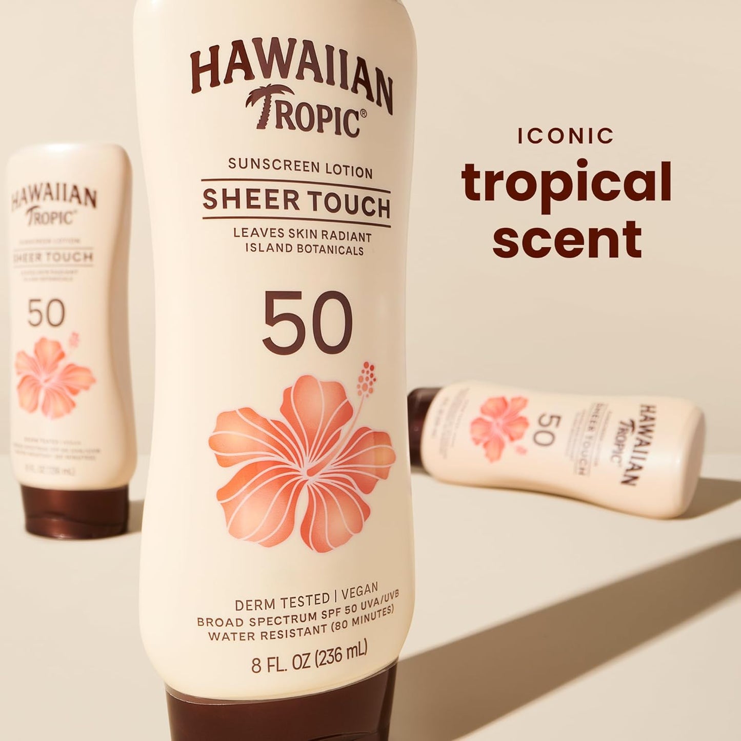 HotHawaiian Tropic Sheer Touch Ultra Radiance Lotion Sunscreen SPF 50, 8 Fl Oz Twin Pack, Hawaiian Tropic Sunscreen SPF 50, Sunblock, Oxybenzone Free Sunscreen, Body Sunscreen Pack, 8 Fl Oz each