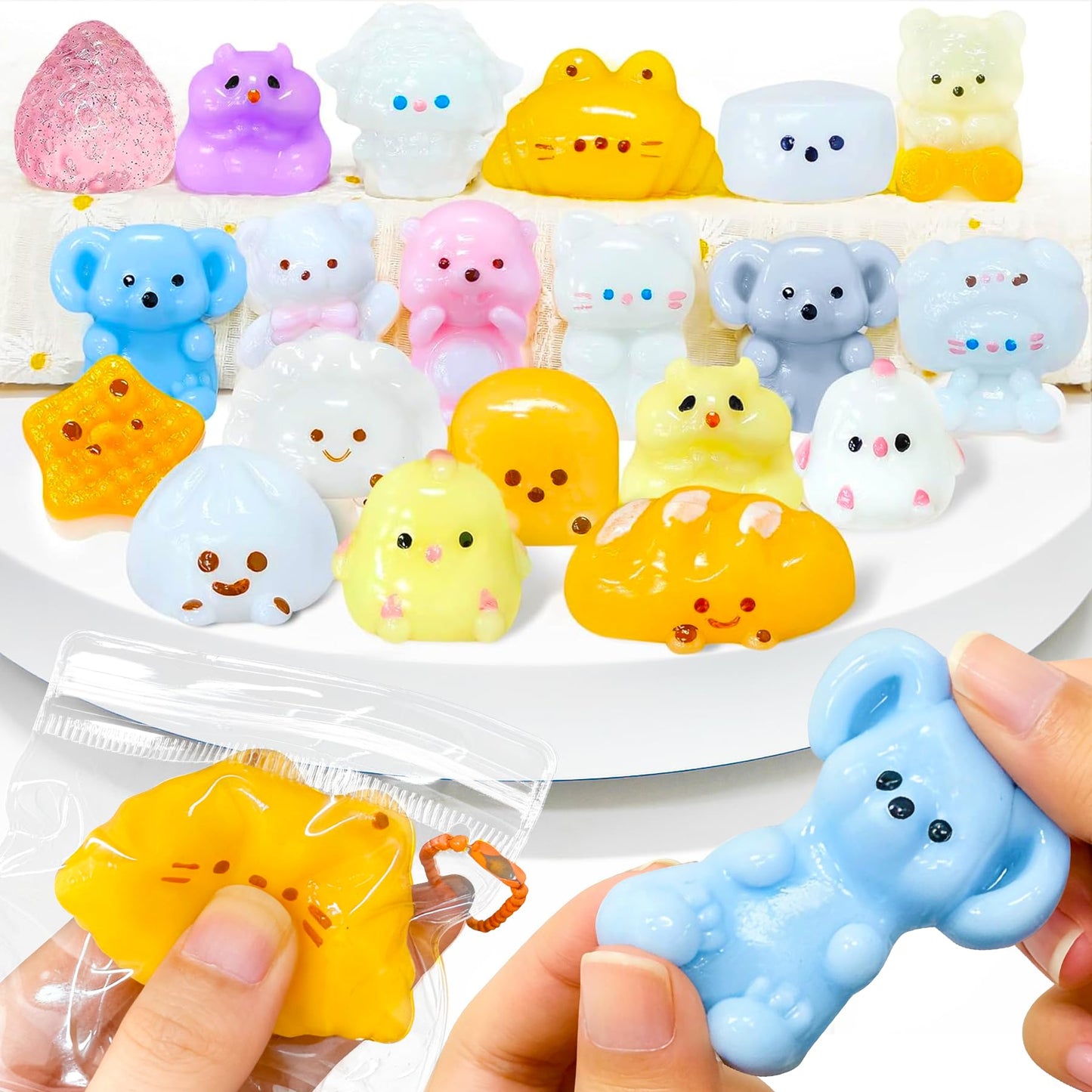 Hot4 Pack Fidget Toys, Squishy Cube, Ice Cube Squishy for Anxiety & Stress Relief for Adults, Slow Rise Sensory Stress Balls, Classroom Prizes