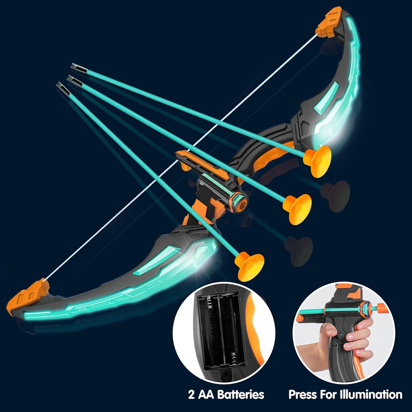 HotJOYIN Kids Bow and Arrow Set, LED Light Up Archery Toy Set with 9 Suction Cup Arrows, Target & Arrow Case, Indoor and Outdoor Hunting Play Gift Toys for Kids, Boys & Girls Ages 6-12