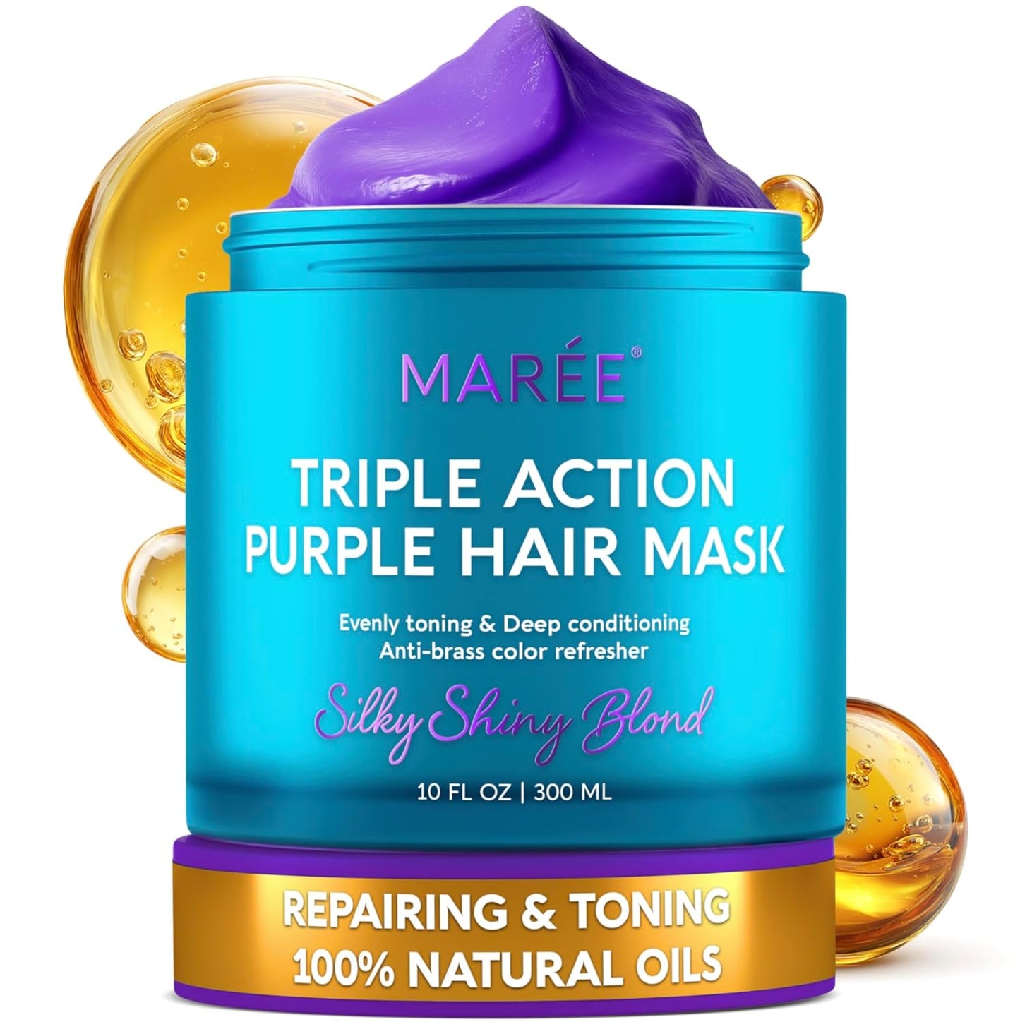 HotMAREE Deep Conditioning Hair Mask for Damaged Hair Treatment – Keratin Hair Care for Hydrating Growth Repair Moisturizing – Dry Curly Color Refreshing – 10 Fl Oz, Purple