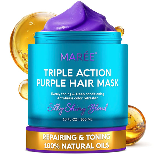 HotMAREE Deep Conditioning Hair Mask for Damaged Hair Treatment – Keratin Hair Care for Hydrating Growth Repair Moisturizing – Dry Curly Color Refreshing – 10 Fl Oz, Purple