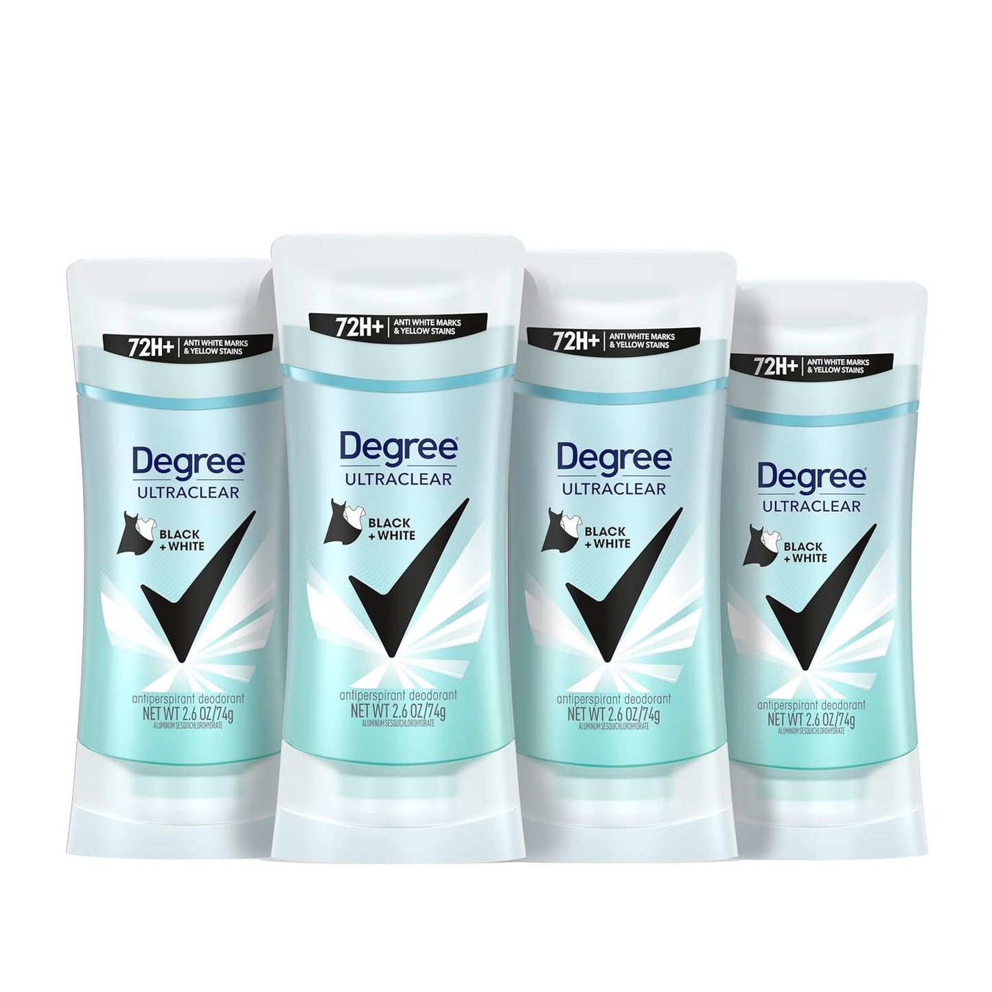 HotDegree Women's Black+White 4 Count Antiperspirant Balm 2.6 oz - Protects from Deodorant Stains, Fresh Scent, 48H Non-Stop Protection