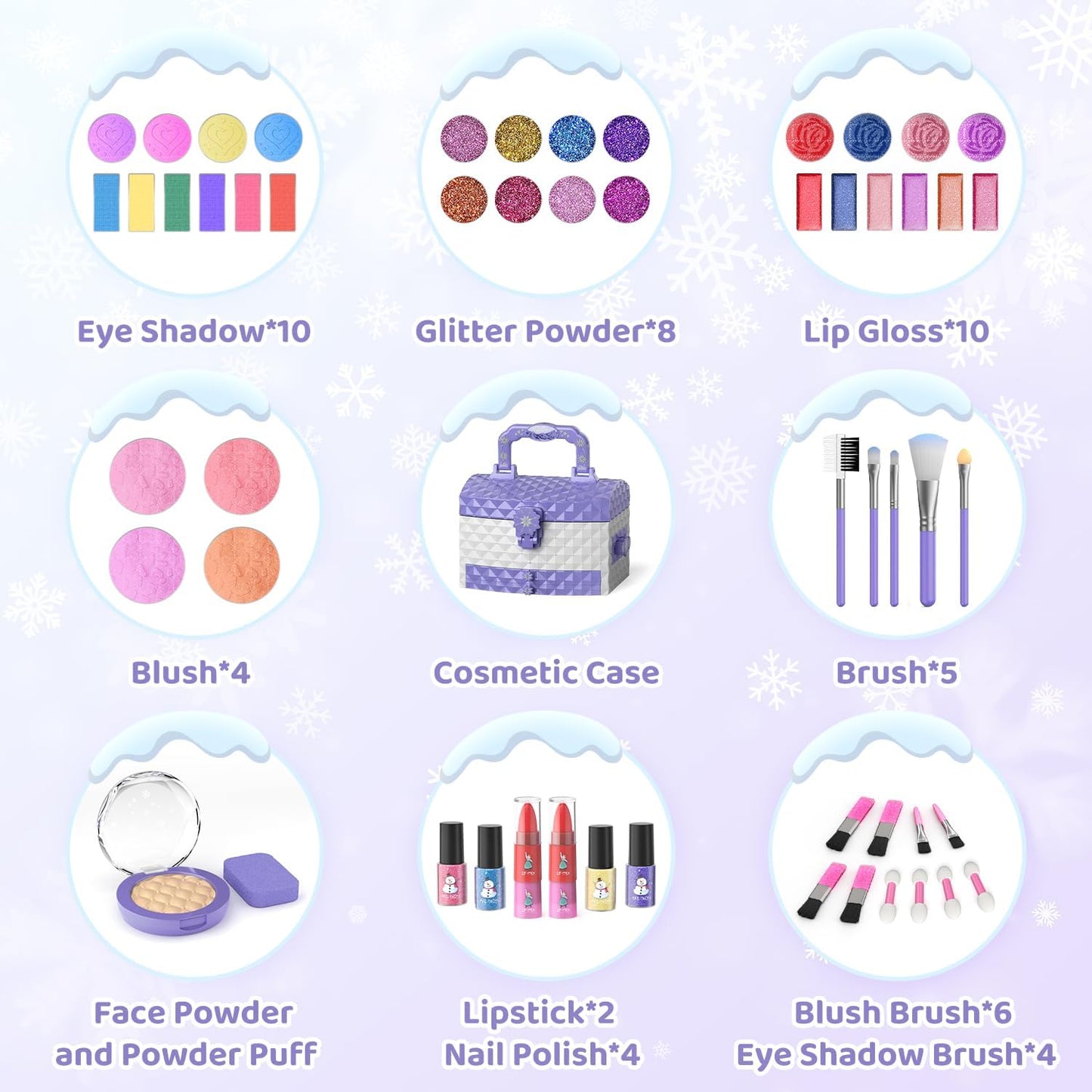 HotPERRYHOME Kids Makeup Set for Girl 56 Pcs Washable Real Cosmetic, Non-Toxic Frozen Toys Toddler Makeup Kit, 2026 New CPF Sustainable Materials Birthday Gift for 3 4 5 6 7 8 9 10 11 12 Year Old Girls