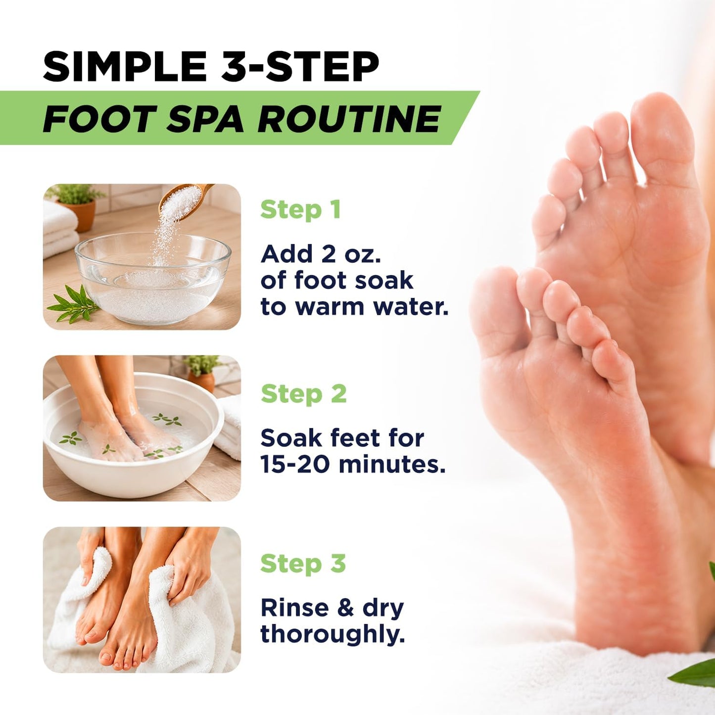 HotTea Tree Oil Foot Soak with Epsom Salt - For Toenail Repair, Athletes Foot, Softens Calluses, Soothes Sore & Tired Feet, Nail Discoloration, odor Scent, Spa Pedicure Care - Made in USA 16 oz