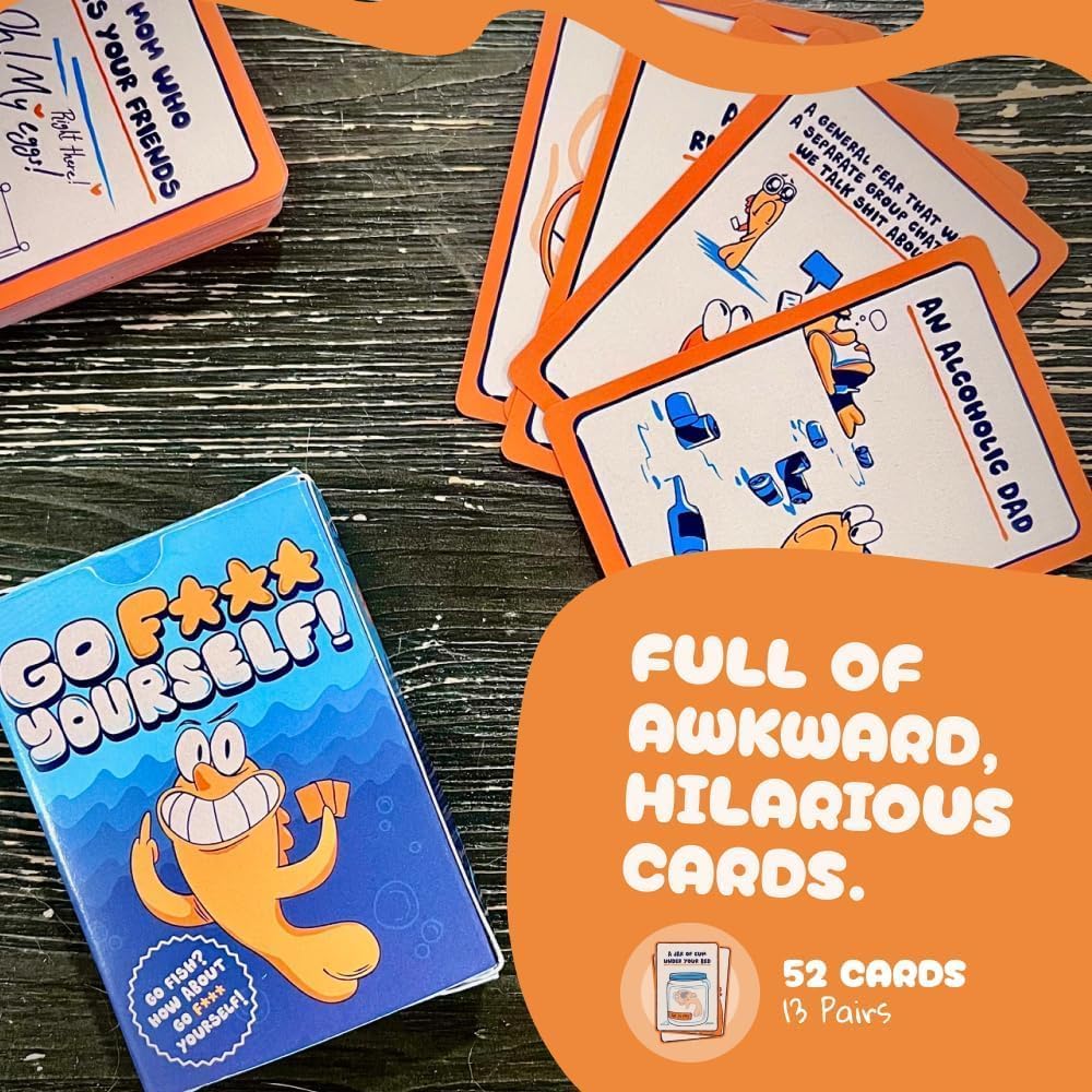 HotGo F Yourself! Grown Up Go Fish Card Game, Funny Gag Gift Card Deck | 52 Playing Card Deck of 13 Unique Pairs, 2+ Players, Funny Party Game for Game Night, Bachelorette Parties, Travel, Camping