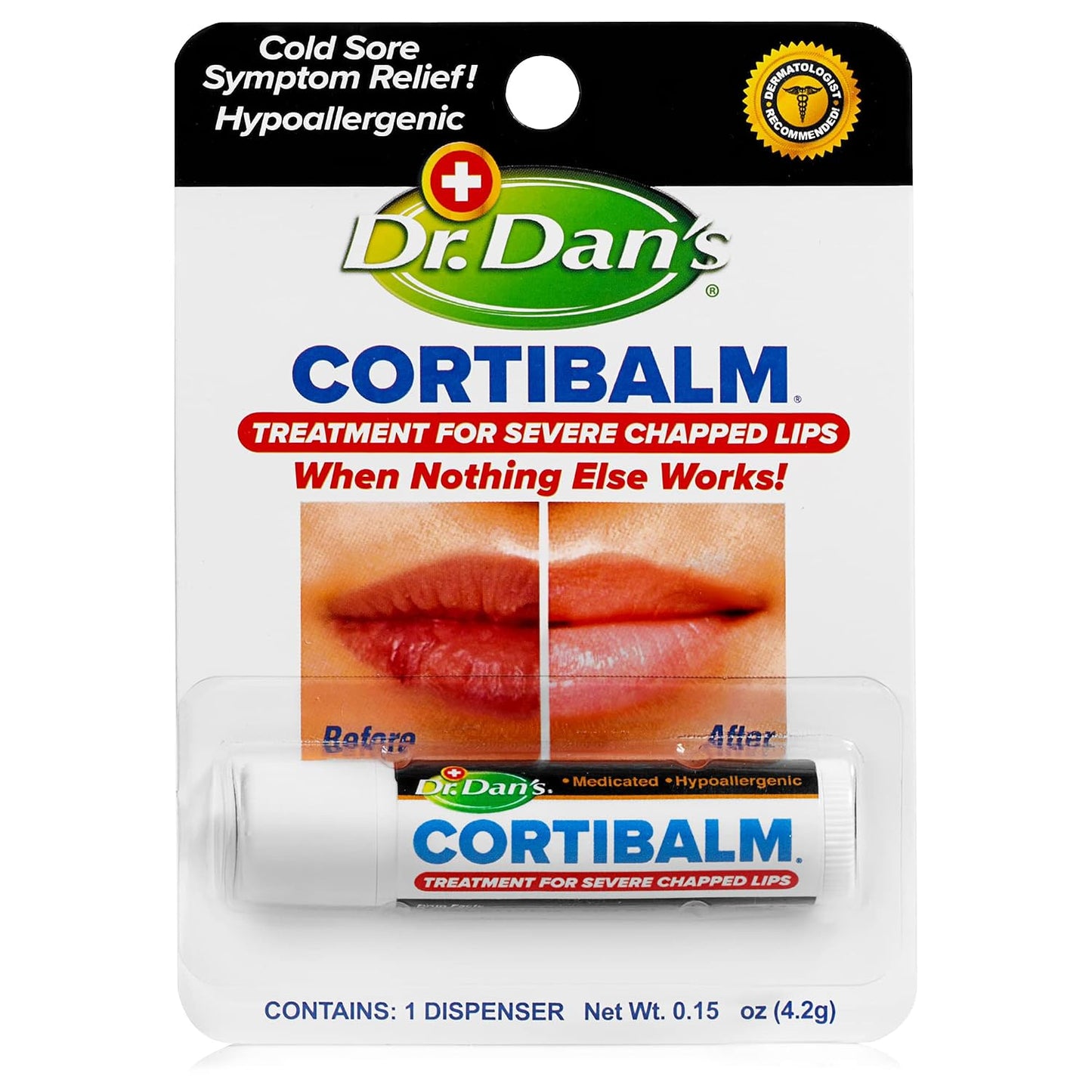 HotDr. Dans CortiBalm Lip Balm Patented Formula 0.14 Ounces (3-Pack)