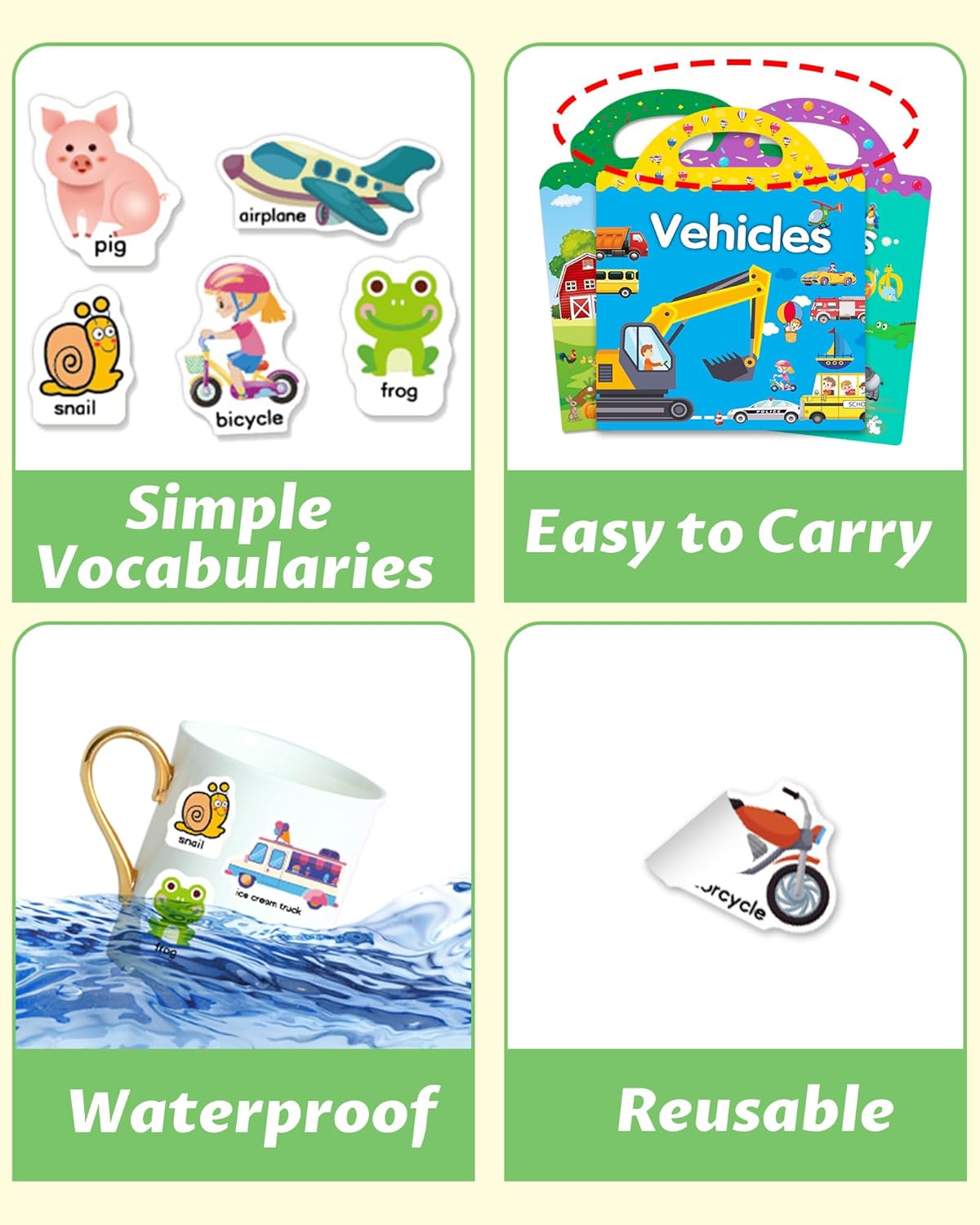 HotWalenced Reusable Sticker Book for Toddlers, Stickers for Kids, Toddler Sticker Book, Toddler Craft Activities, Toddler Travel Toys Boy Girl Birthday Gifts