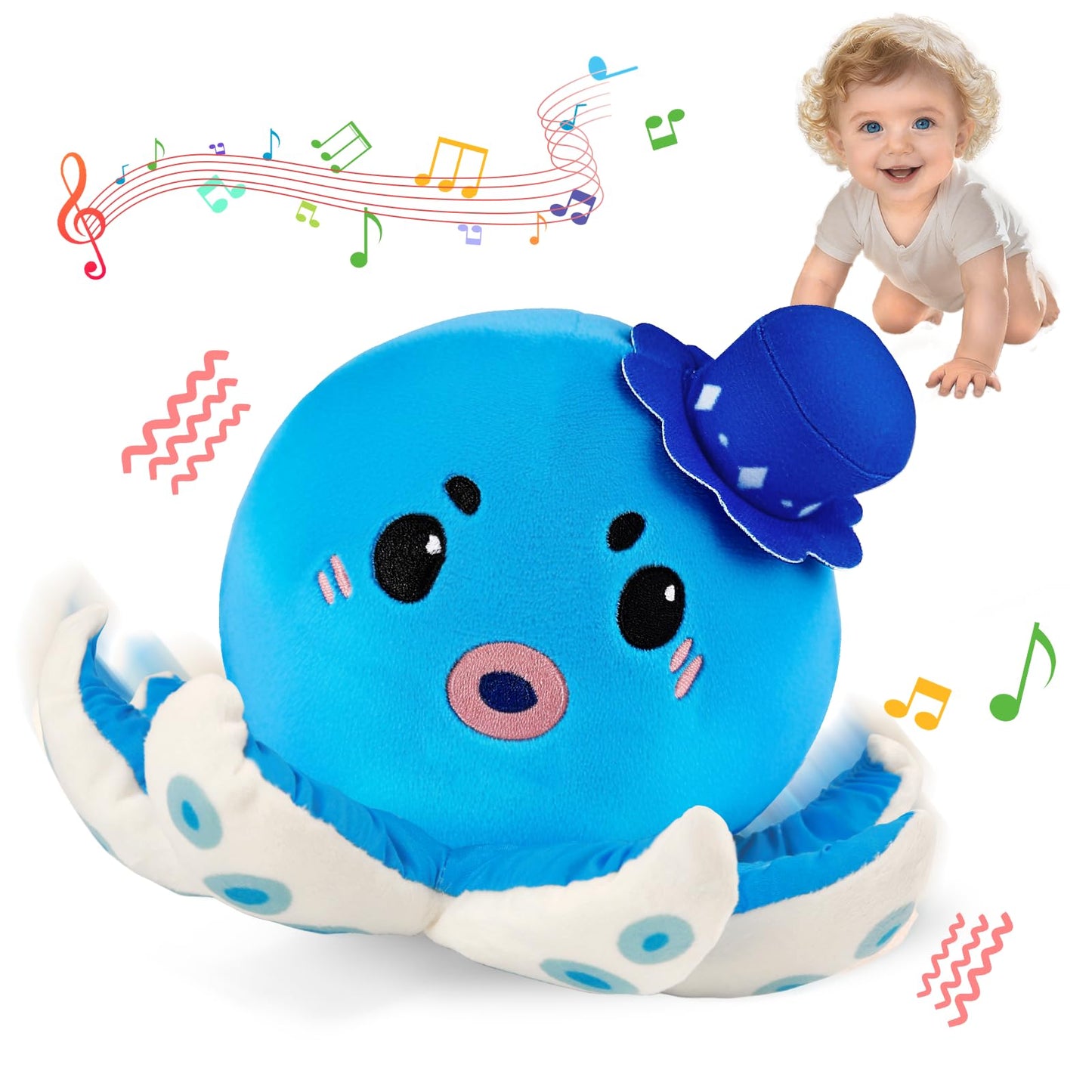 HotInteractive Crawling Crab Baby Toy, Musical Toy with 40 Songs & Recording | Soft Plush Toy for Tummy Time, Sensory Play, Moving Toy for Baby 6 Months+, Parent-Child Interaction, Gifts for Infants