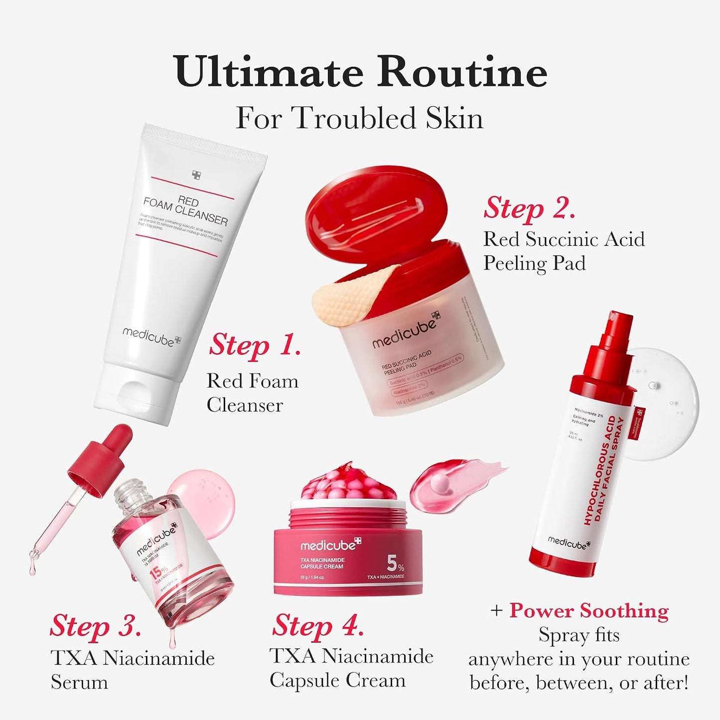 Hotmedicube Facial Cleanser Red Foam Cleanser, 4.05 oz | Daily Gentle Cleansing Foam for Sensitive & Troubled Skin - Deep Cleansing & Excess Sebum Control, Korean Skincare