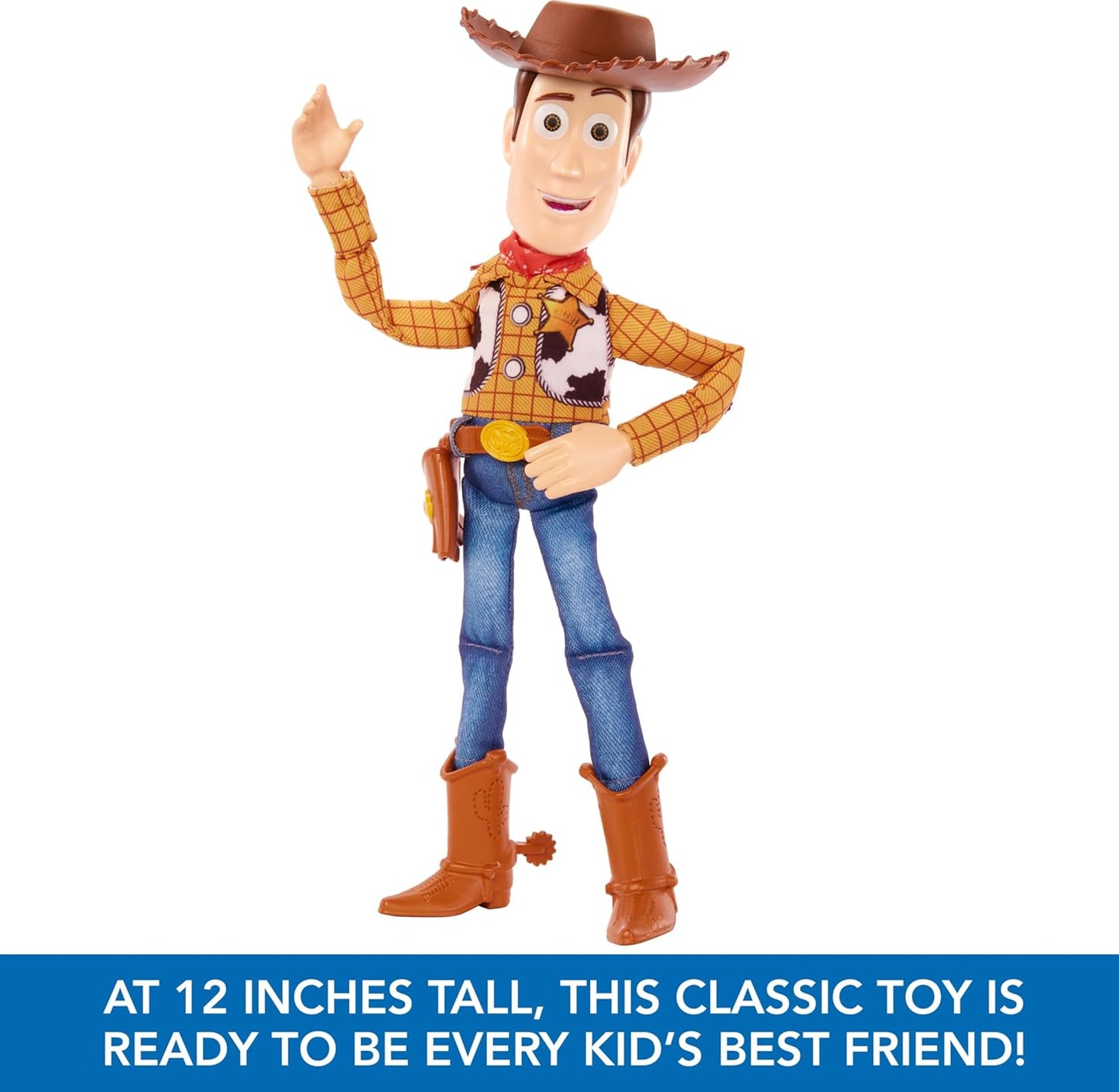 HotMattel Disney Pixar Toy Story Talking Woody Action Figure & Accessory, Roundup Fun 12-inch Collectible with 30+ Sounds & Phrases