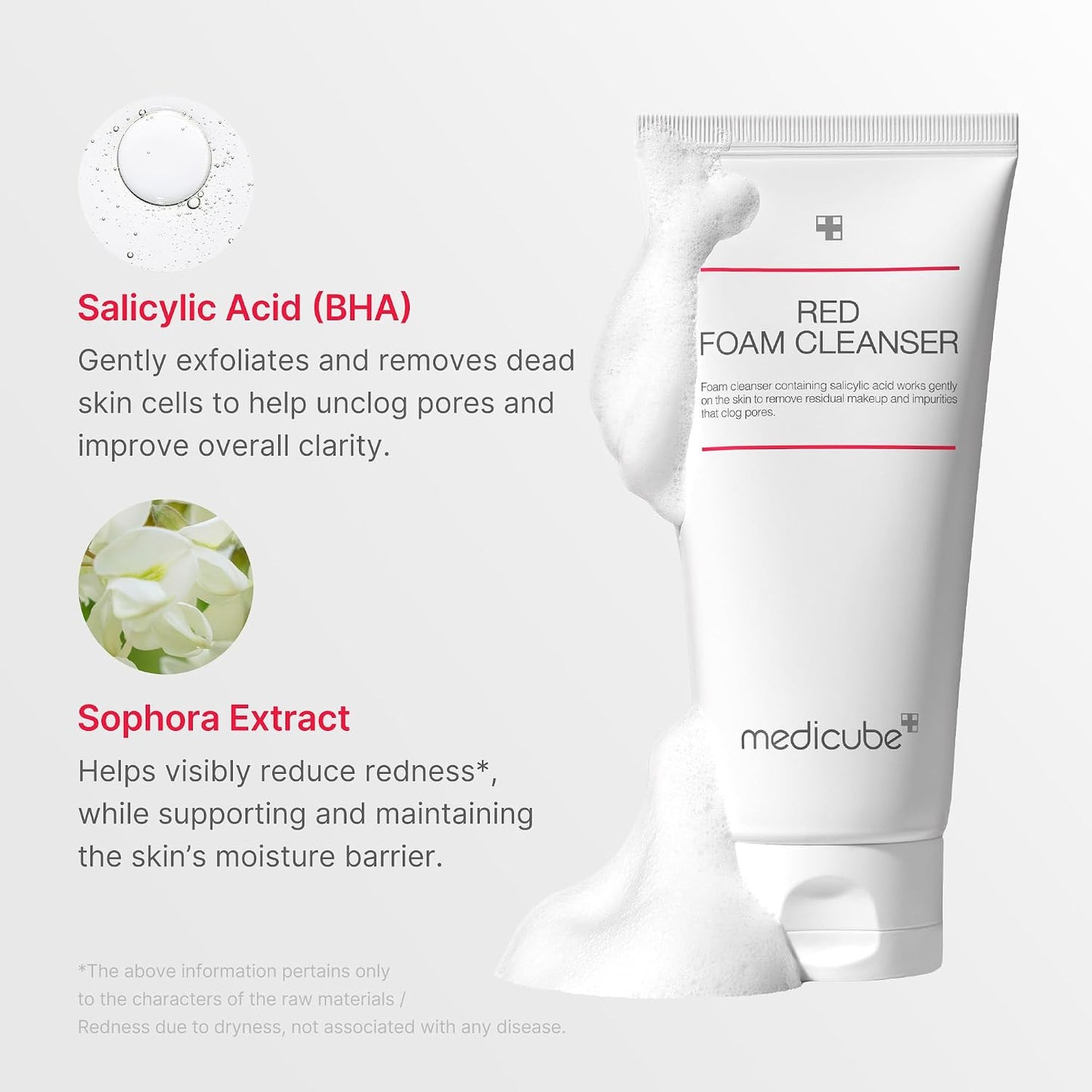 Hotmedicube Facial Cleanser Red Foam Cleanser, 4.05 oz | Daily Gentle Cleansing Foam for Sensitive & Troubled Skin - Deep Cleansing & Excess Sebum Control, Korean Skincare