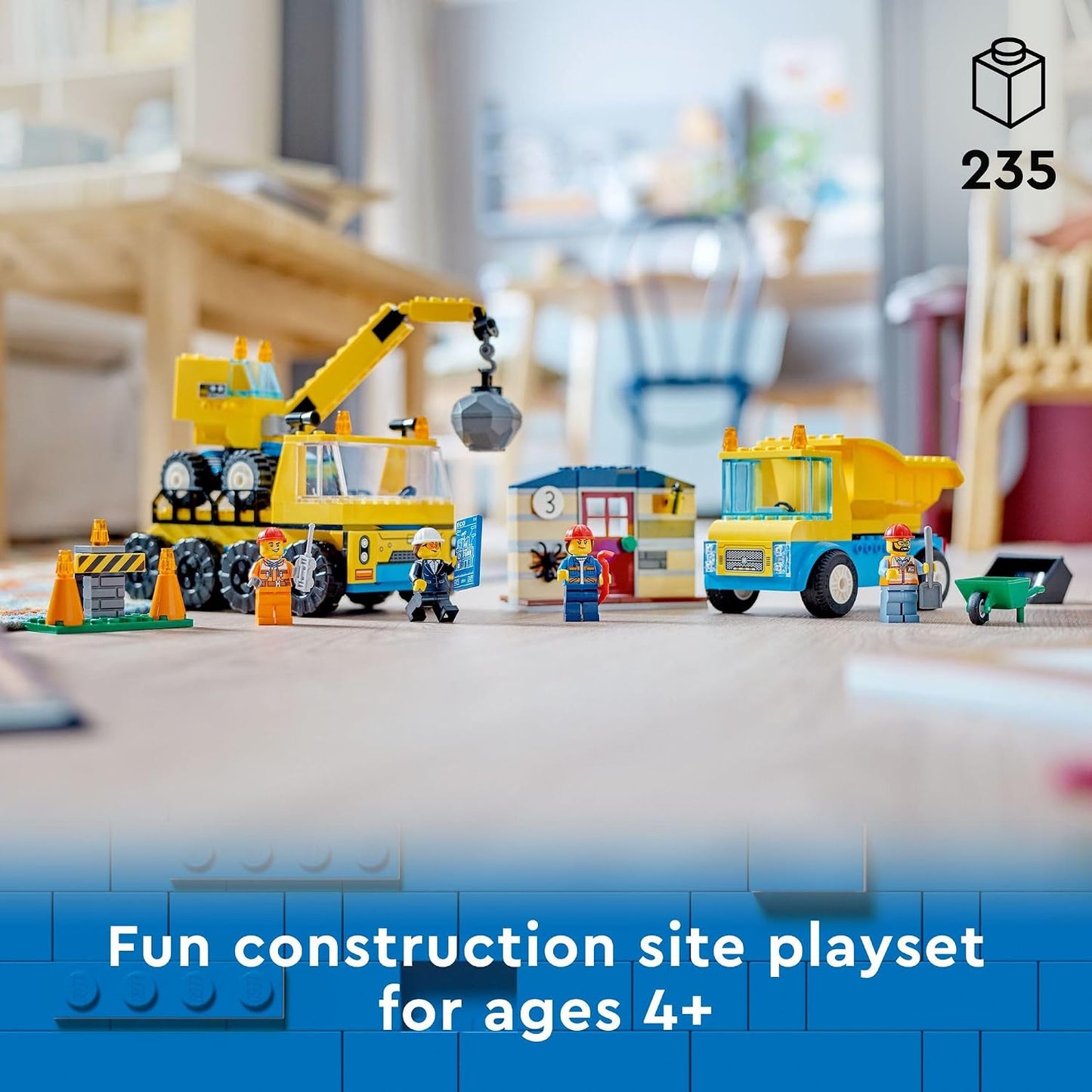 HotLEGO City Construction Trucks and Wrecking Ball Crane 60391 Building Toy Set for Toddler Kids Ages 4+, Includes 3 Construction Vehicles, an Abandoned House and 3 Minifigures for Pretend Play