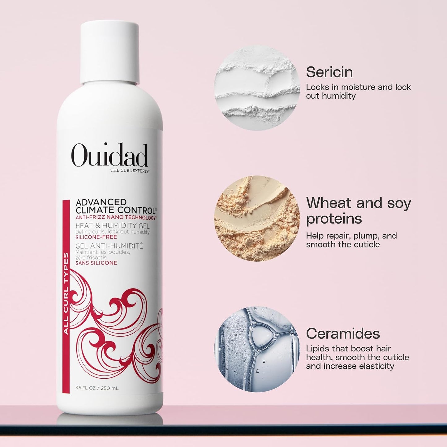 HotOuidad Advanced Climate Control Heat & Humidity Gel for Curly Hair – Crunch-Free, Soft Hold Styling Gel, Fights Frizz & Locks In Moisture for Defined Curls, All Curl Types, Sulfate & Silicone-Free