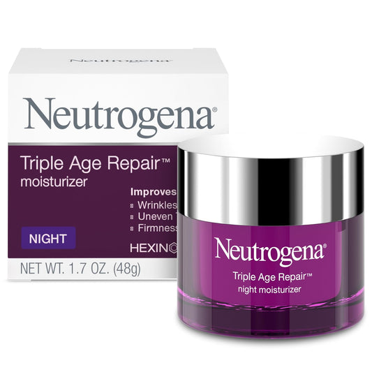 HotNeutrogena Triple Age Repair Night Face Moisturizer - with Hexinol Technology & Vitamin C, Anti-Wrinkle Face Cream, Visibly Reduces the look Wrinkles & Firms Skin While You Sleep, 1.7 oz