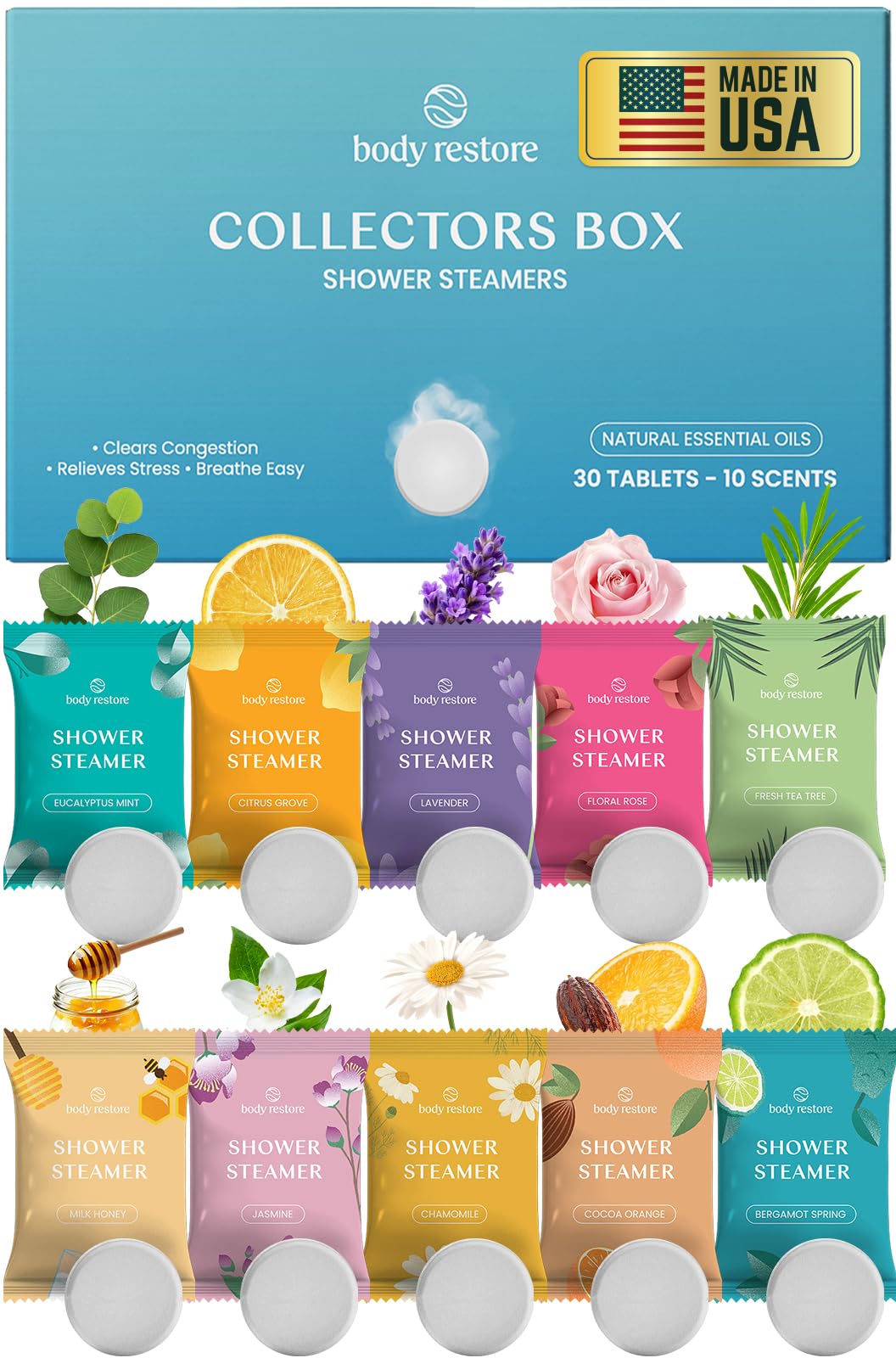 HotBodyRestore Shower Steamers Aromatherapy, Self Care Gifts, Relief 15 Pack | Birthday Gifts for Women & Men, Spa Stress Relief & Relaxation, Eucalyptus & Menthol Essential Oil Tablets