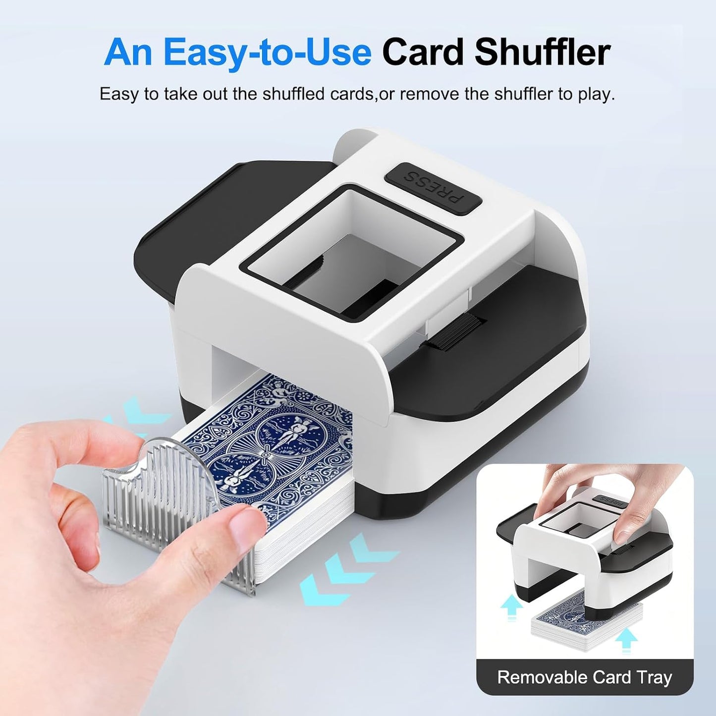 Hot Automatic Card Shuffler|1-2 Deck Electric Card Shuffle Machine|Portable Rechargeable Batteries of Poker,Blackjack,Uno,Skip-Bo,Phase 10 More Playing Shuffler for Home Game,Travel