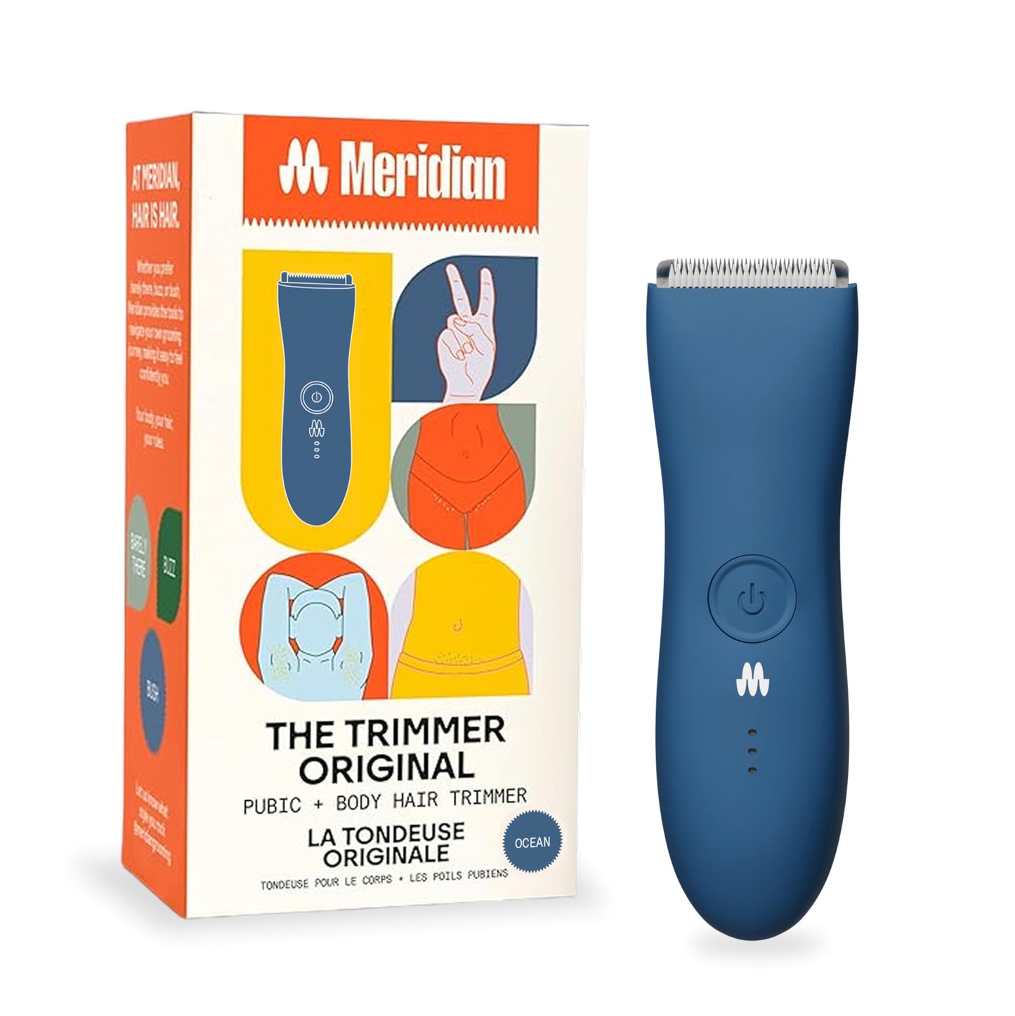 HotMERIDIAN The Trimmer Original - Body Hair Trimmer for Men, Electric Shaver for Pubic Hair, Chest, Legs & Bikini, Waterproof & Rechargeable, Sage