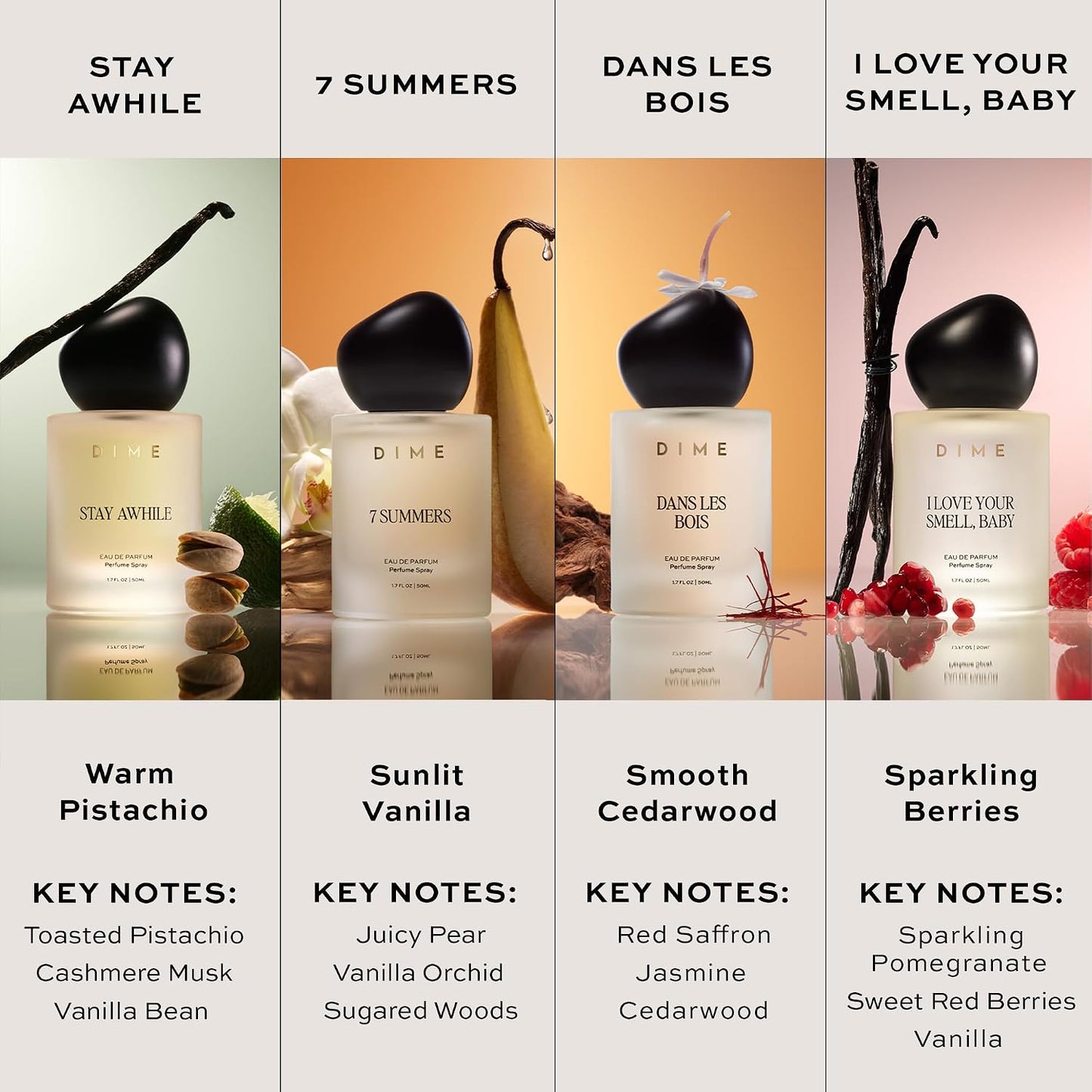 Hot DIME Beauty Stay Awhile Perfume for Women, Warm Gourmand with Toasted Pistachio, Cashmere Musk, and Vanilla Bean Clean, Vegan, Cruelty-Free Fragrance, 1.7 oz / 50 ml
