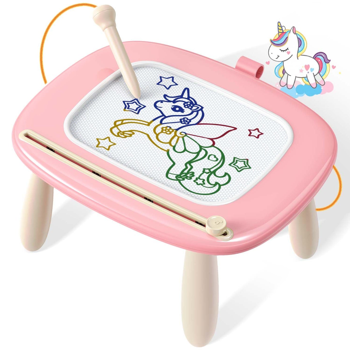 HotSeimome Magnetic Drawing Board, Toddler Girl Toys for 1-3 Year Old, Doodle Board Learning and Educational Kids Toys for 1 2 3 Year Old Baby Birthday GIF- Pink