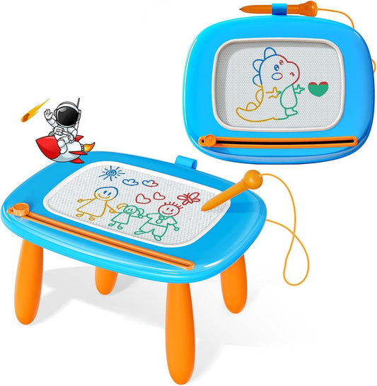 HotKikidex Magnetic Drawing Board, Toddler Girl Toys for 1-3 Year Old, Doodle Board Pad Learning and Educational Toys for 1 2 3 Year Old Baby Kids Birthday Gift (Light Blue)