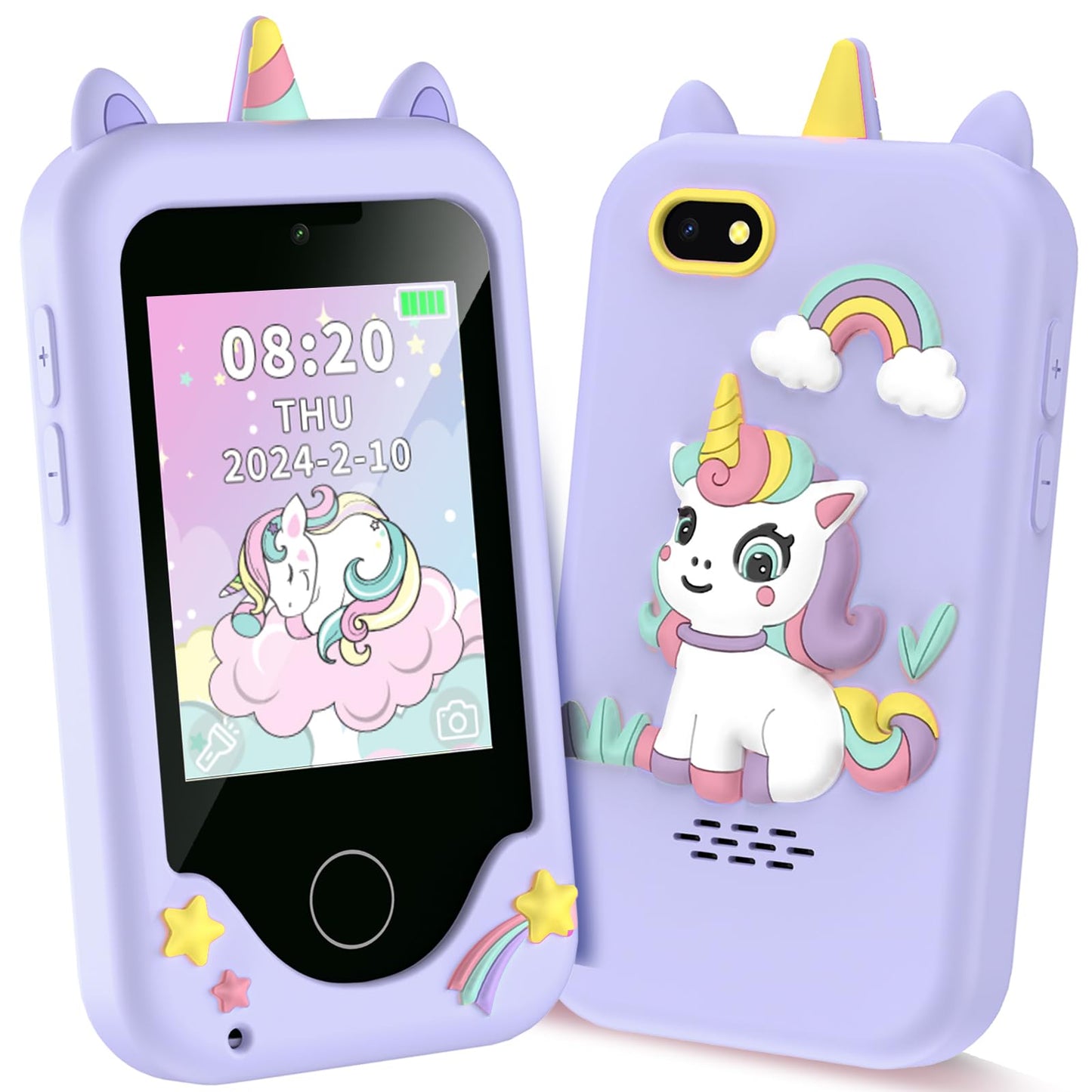 Hot Kids Smart Phone for Girls, Christmas Birthday Gifts for Girls Age 3-10 Kids Toys Cell Phone, 2.8" Touchscreen Toddler Learning Play Toy Phone with Dual Camera, Game, Music Player, 8GB Card Purple