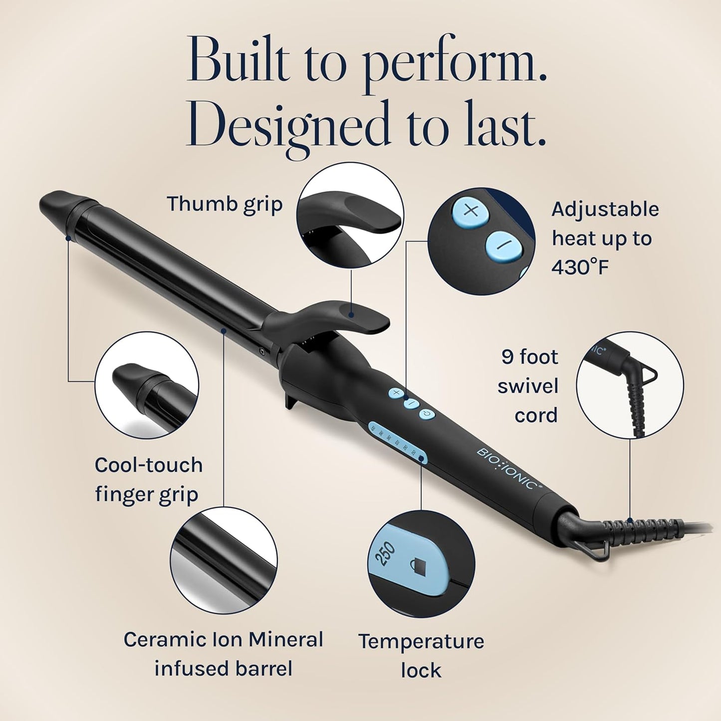 HotBio Ionic Long Barrel Curling Iron with Moisture Heat Technology & NanoIonic MX Versatile Curling Wand - Multiple Barrel Sizes for Tight, Classic, Loose & Soft Curls
