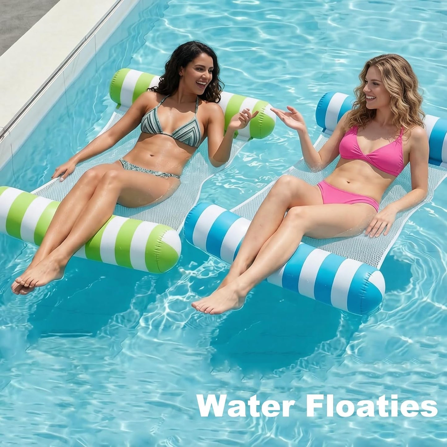 Hot5 Pack Inflatable Pool Floats Adult Size Water Hammock,Hammock Floats for Adults,4-in-1 Multi-Purpose Pool Floating Toys,Pool Rafts Lounge Chairs Floaties,for Adults Vacation Fun and Rest
