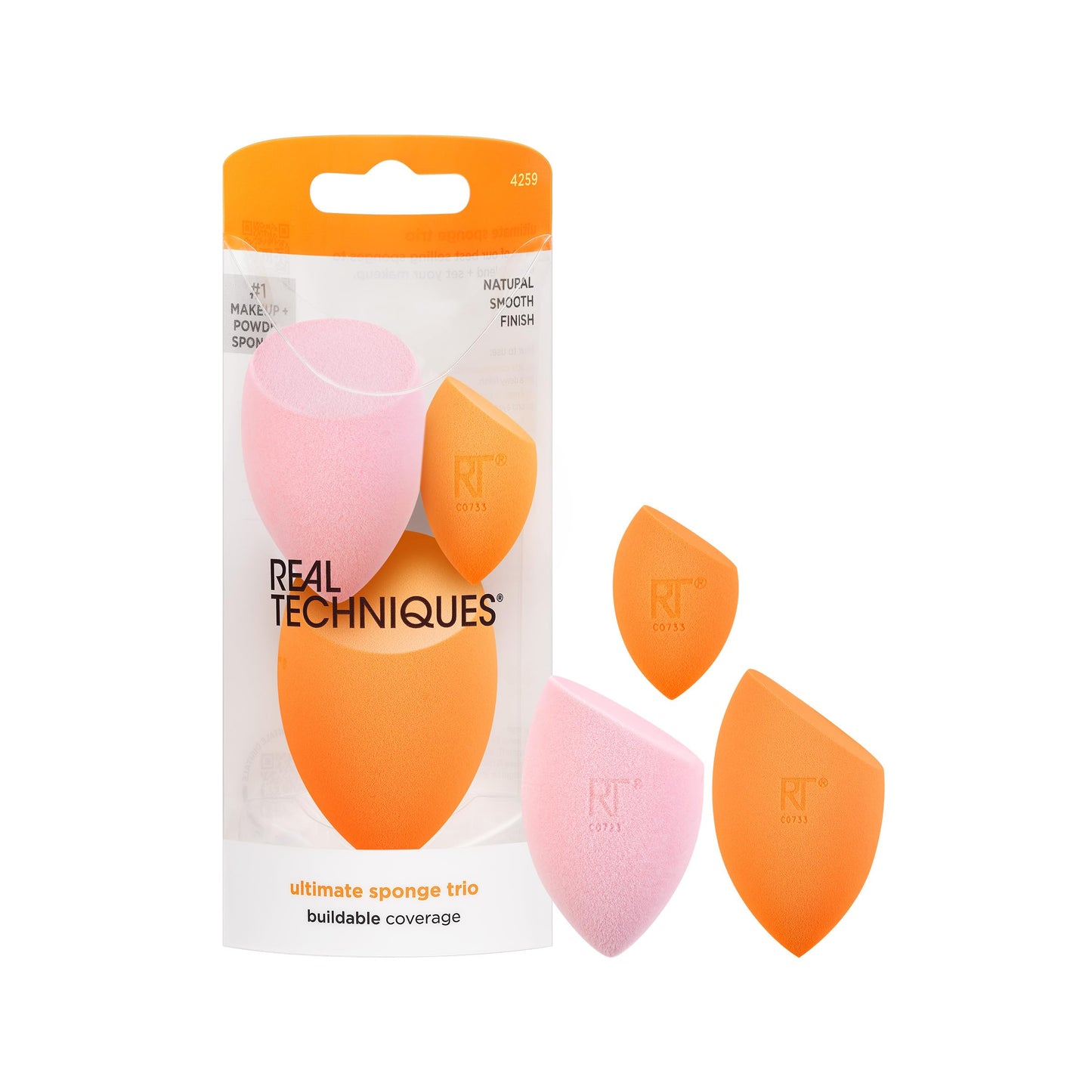 HotReal Techniques Miracle Complexion Sponge, 4 Pack, For Applying Liquid & Cream Foundation, Skin Tint & Concealer, Makeup Blending Sponge, Natural Finish, Latex-Free & Cruelty-Free