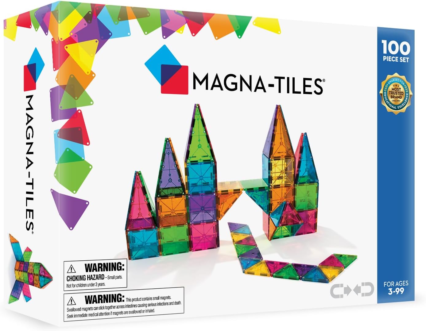 HotMAGNA-TILES Classic 100-Piece Magnetic Construction Set, The Original Magnetic Building Brand