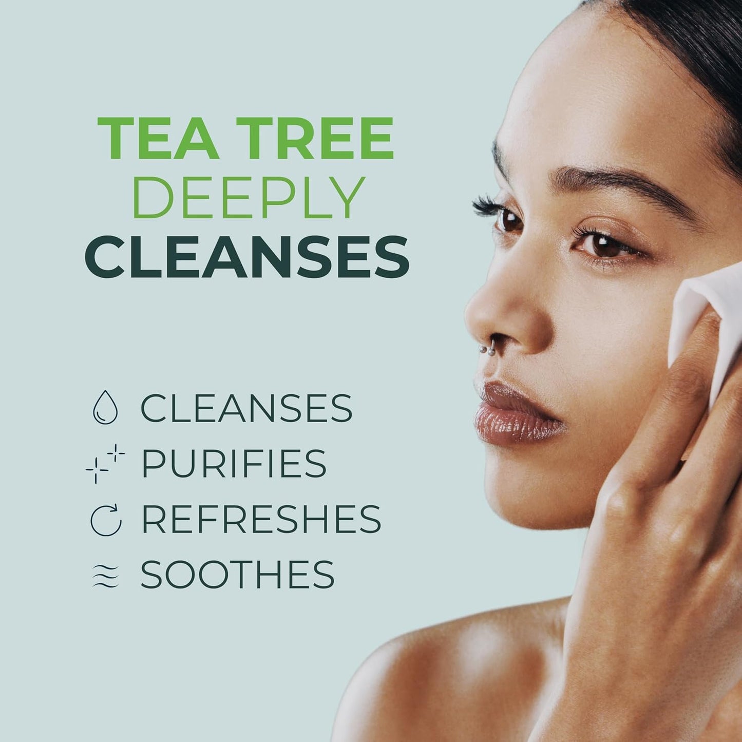 HotNOVEHA 60PCs Tea Tree Oil Eyelid & Lash Wipes | With Hyaluronic Acid, Green Tea & Chamomile For Blepharitis, Itchy & Stye Eyes, Individually Wrapped, Natural Eyelash Makeup Remover & Daily Cleanser