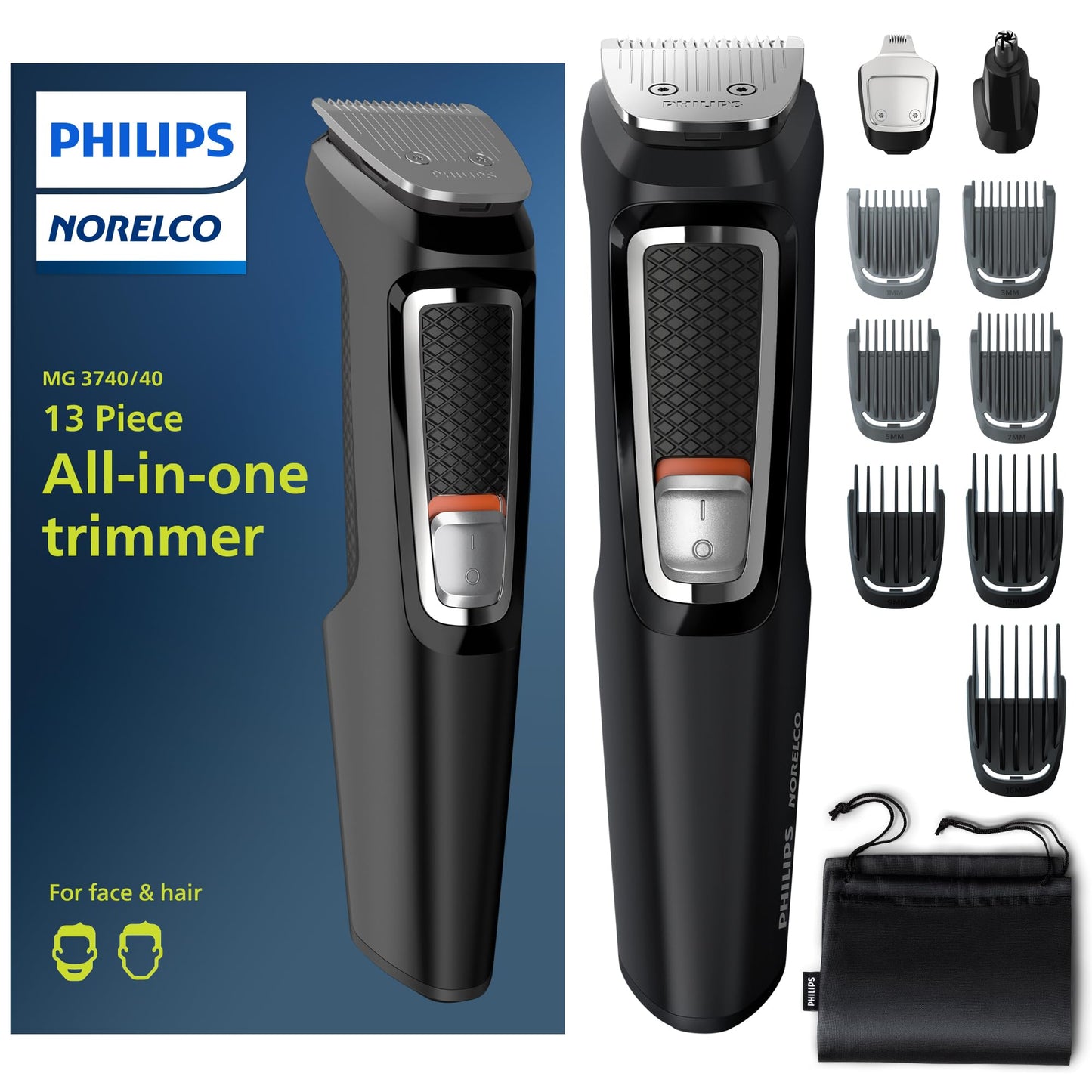 HotPhilips Norelco All-in-One 3000 Series 13 in 1 Trimmer, Beard Styler & Men's Hair Clipper, 9 Length Settings & Self-Sharpening Skin-Friendly Blades, MG3919/50