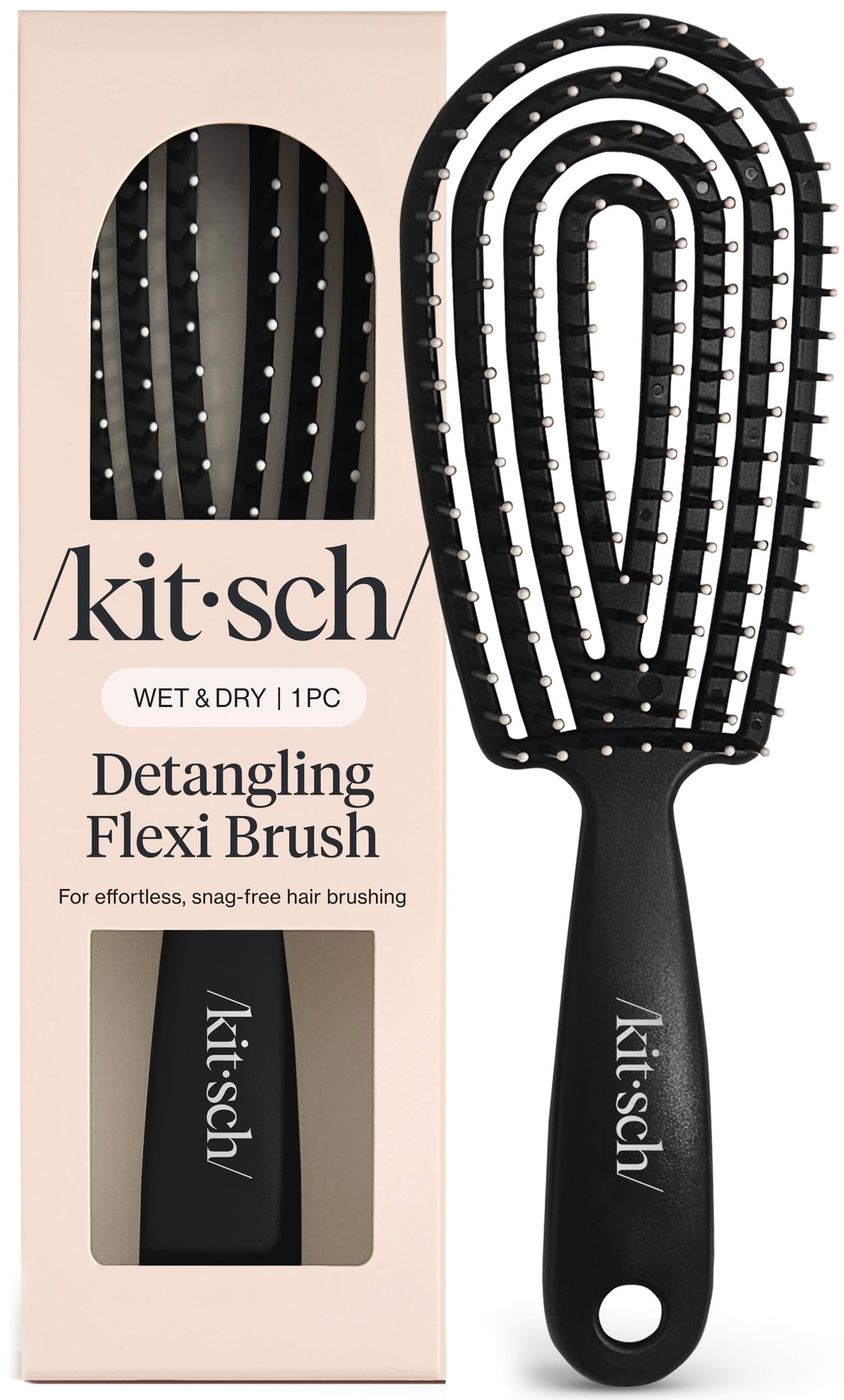 HotKitsch Hair Brush Detangler – Flexi Flow Hair Brush for Women, Men & Kids | Detangling Brushes for Curly Hair with Bendable Frame, Bounce Curl Defining Brush for Wet or Dry Strands - Haze Blue