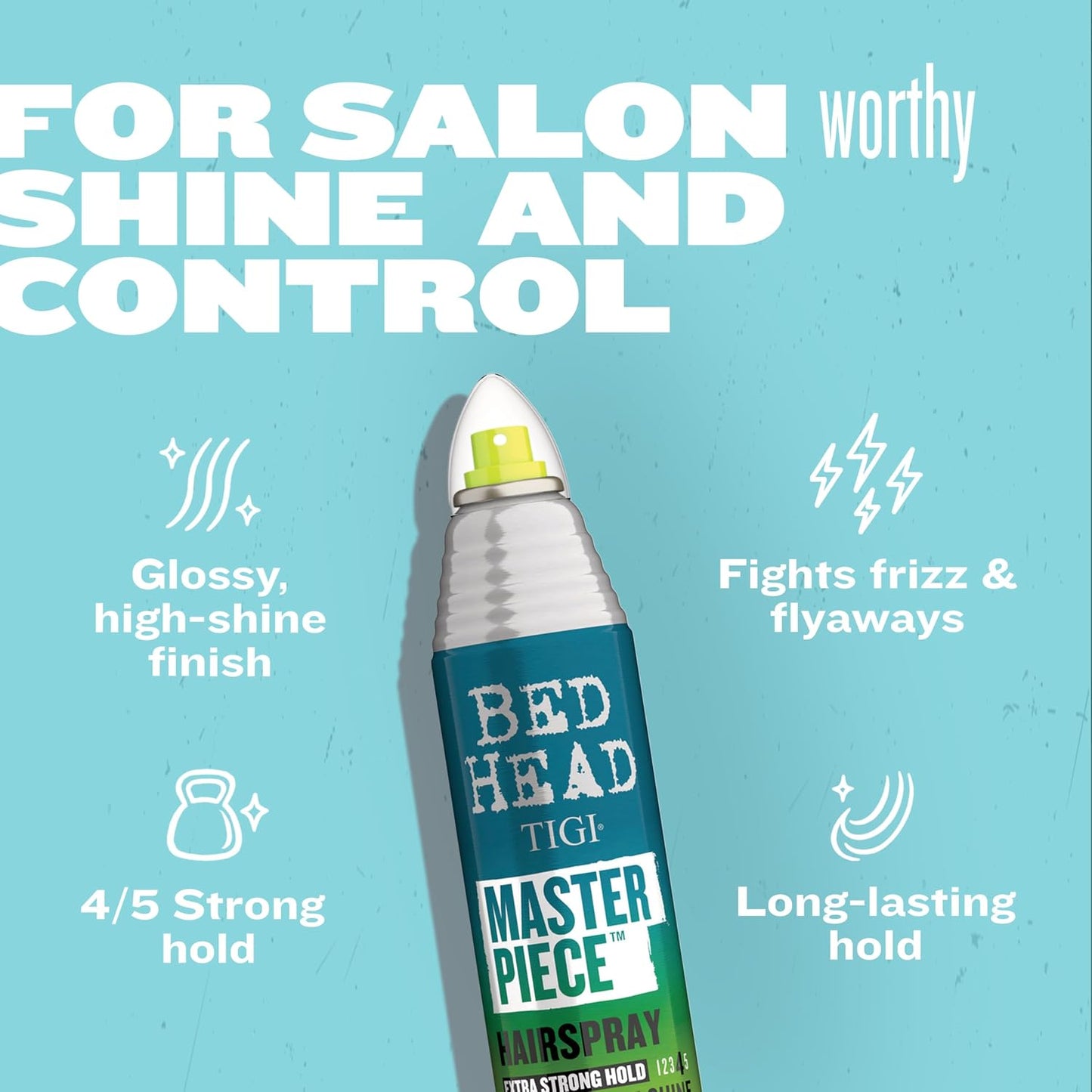 HotTIGI Bed Head Frizz Control Hair Spray, Masterpiece Extra Hold Hair Care Spray for Shiny and Glossy Hair, 10.3 oz