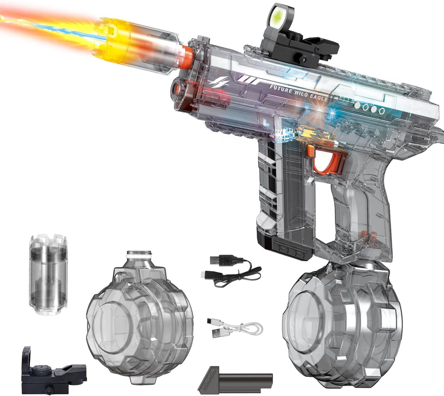 Hot 2 Pack Electric Water Gun for Adults Kids: Light Up Automatic Squirt Guns, 26-32FT Long Range, 800CC Capacity, Summer Outdoor Pool Games for Ages 8-12, Beach Backyard Party Toys Gift Boys