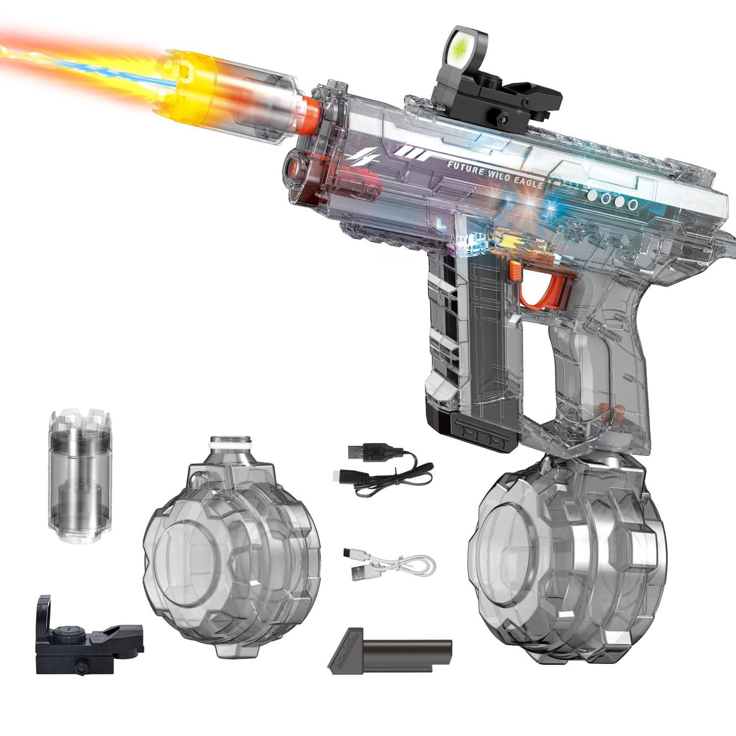 Hot 2 Pack Electric Water Gun for Adults Kids: Light Up Automatic Squirt Guns, 26-32FT Long Range, 800CC Capacity, Summer Outdoor Pool Games for Ages 8-12, Beach Backyard Party Toys Gift Boys