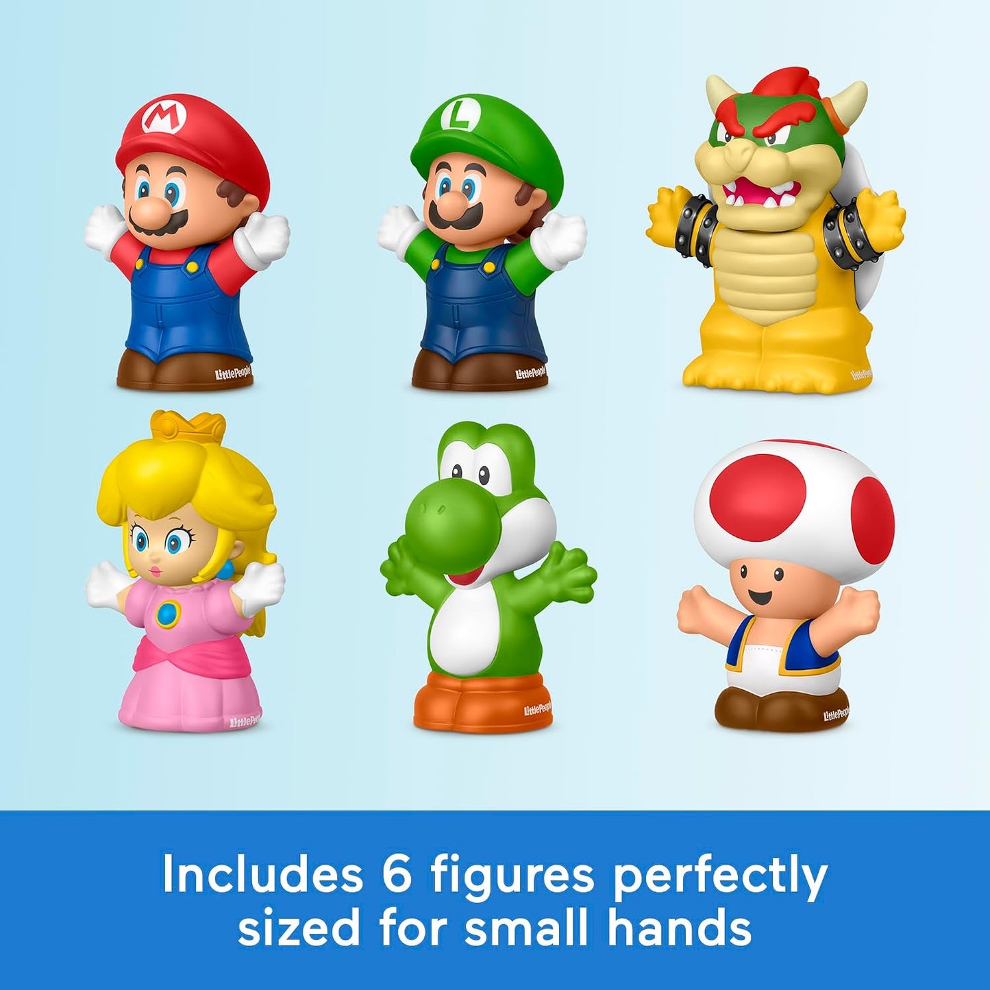 Hot Fisher-Price Little People My Mario 6-Piece Character Figure Set | Pretend Play with Mario, Luigi, Princess Peach, Toad, Yoshi and Bowser figures, Toddlers & Kids Ages 18+ Months