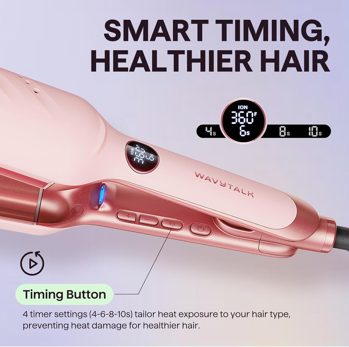 HotWavytalk Power Wave Hair Crimper, Curling Iron Hair Crimper Waver, Ventilation Design for Less Damage, Ionic Reduces Frizz, Effortless-Waver, Dual Voltage Crimping Iron, Pink