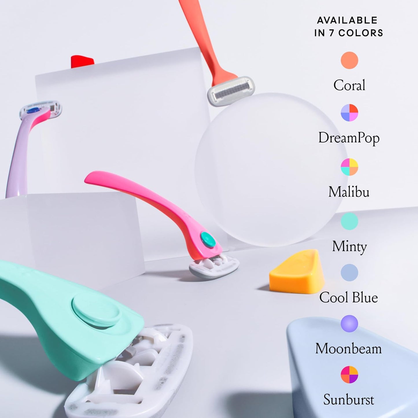 HotBillie Razors for Women Shave Kit – Women’s Razor + 4 x 5-Blade Razor Refills + Magnetic Holder – Cool Blue