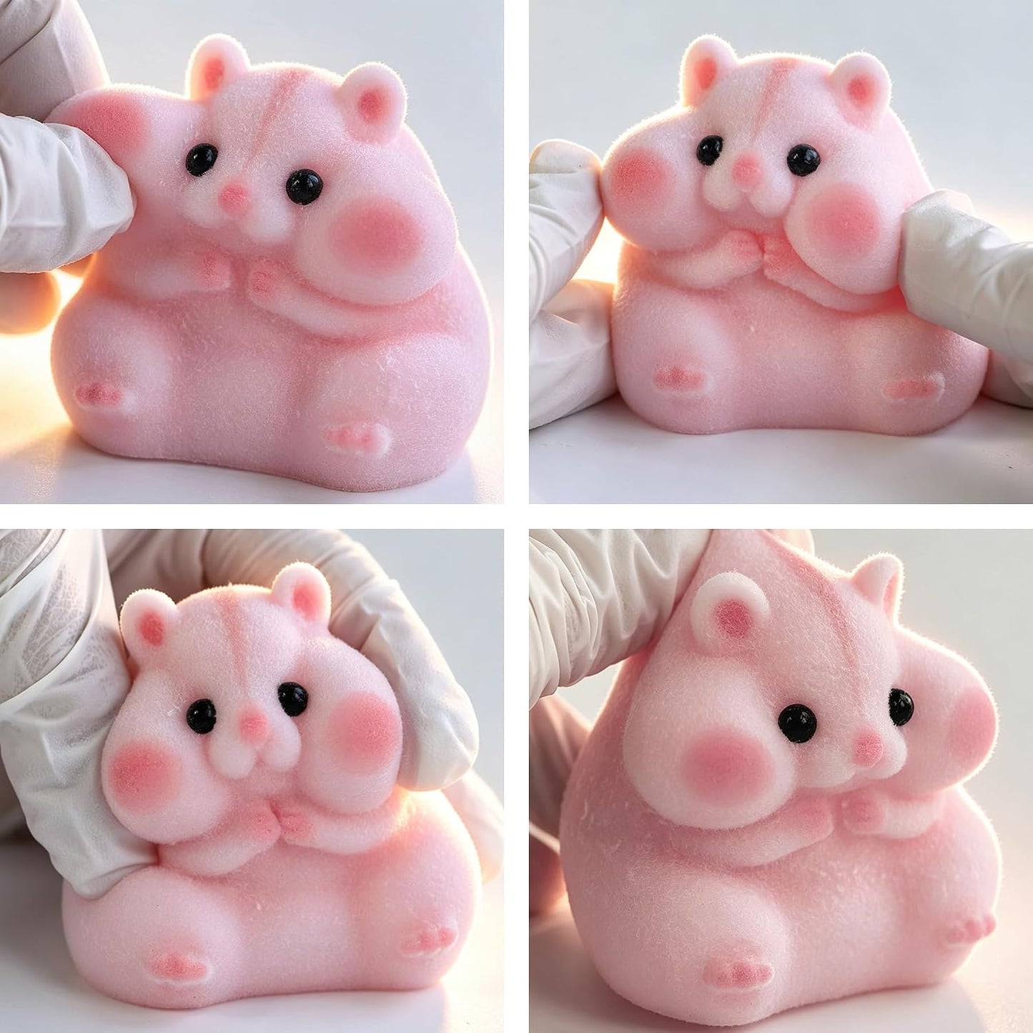 HotHandmade Taba Squishy Hamster Toy, Cute Squishy Hamster Fidget Toy, Realistic Hamster Toy, Soft Silicone Mochi Furry Toy, Stress Relief Gift for Adults & Kids, Sensory Anxiety Plushie (Pink)