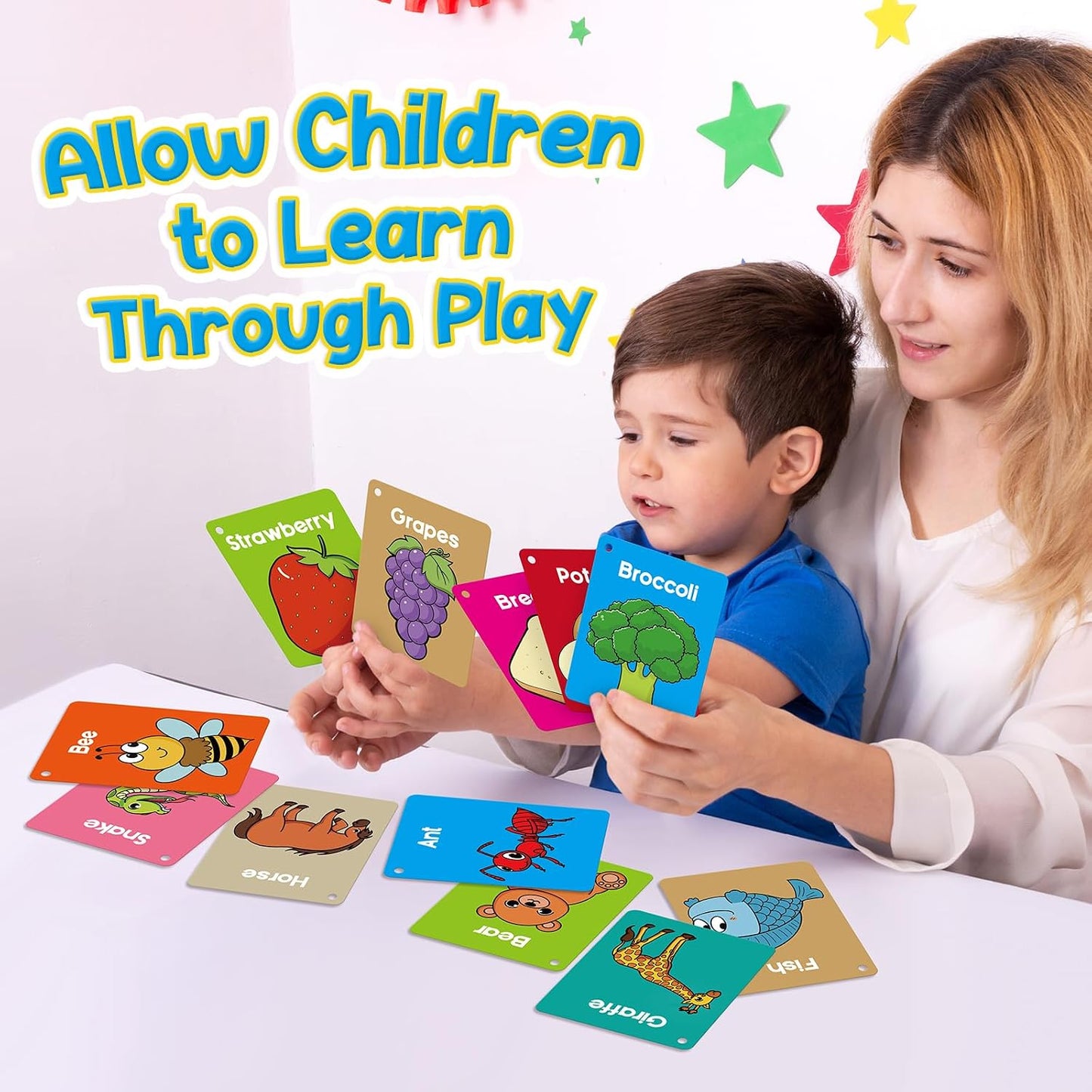 Hot Torlam Toddler Flash Cards Baby Cognitive Flashcards for Kids, Learning Alphabet, Numbers, Shapes & Colors, Animals, First Words, Body Parts, Foods, Preschool Kindergarten Activities Educational Toys