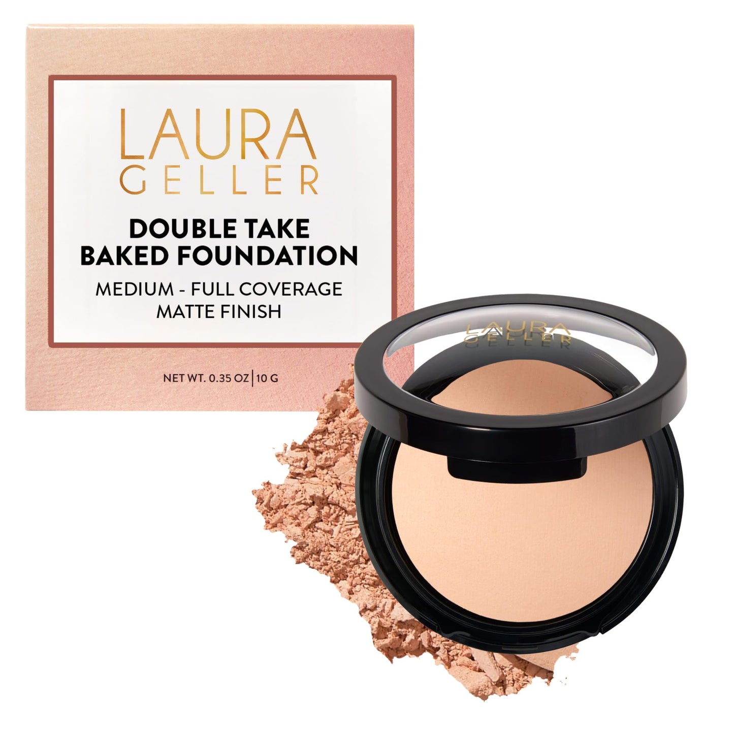 HotLAURA GELLER NEW YORK Baked Double Take Powder Foundation – Longwear Buildable Medium to Full Coverage – Matte Finish – Non-Caking Formula– Handmade in Italy – Mature & Sensitive Skin – Medium