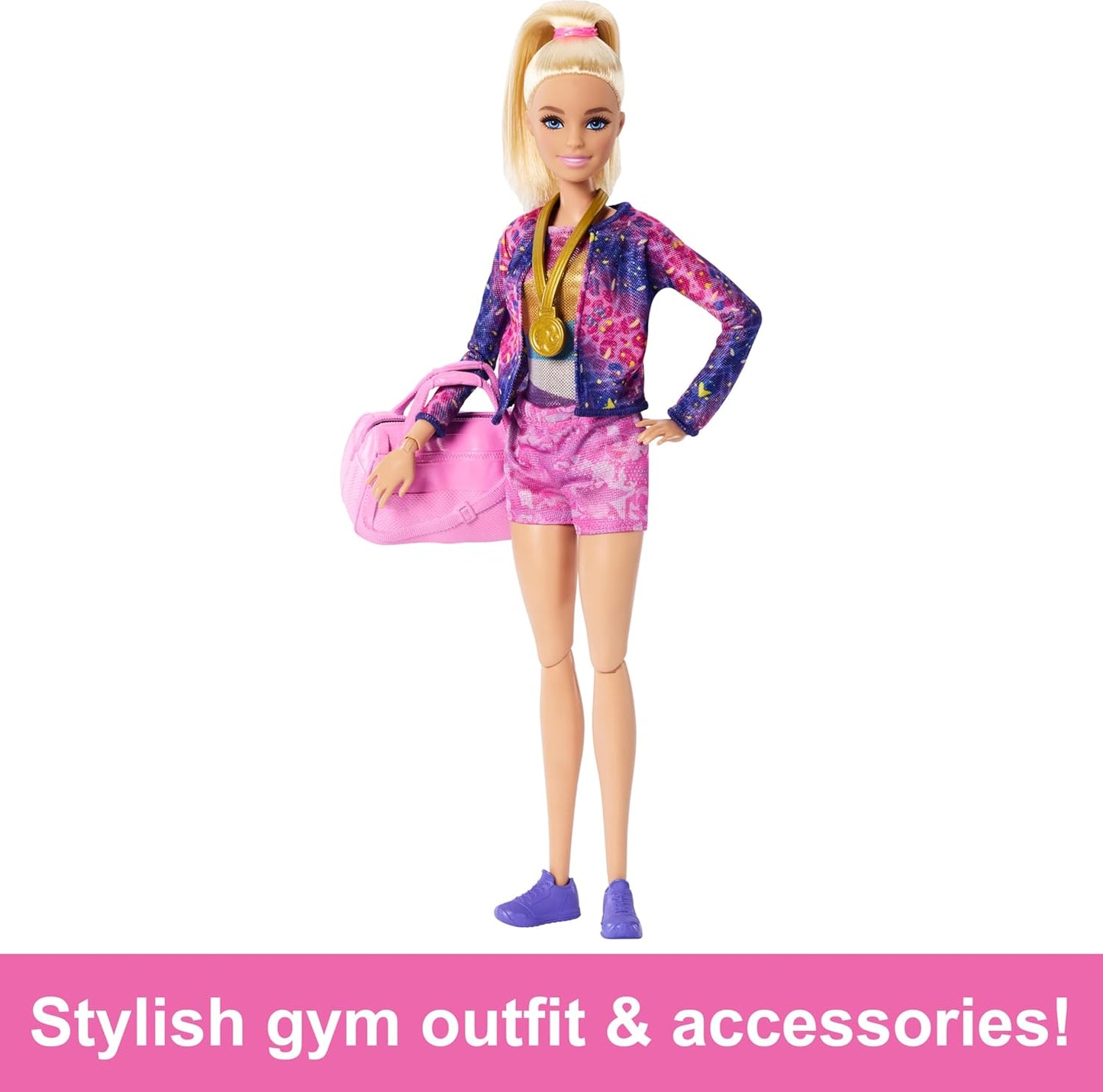 HotBarbie Gymnastics Doll & Accessories Playset | Blonde Fashion Doll, C-Clip for Flipping Action, Balance Beam, Warm-Up Suit & More