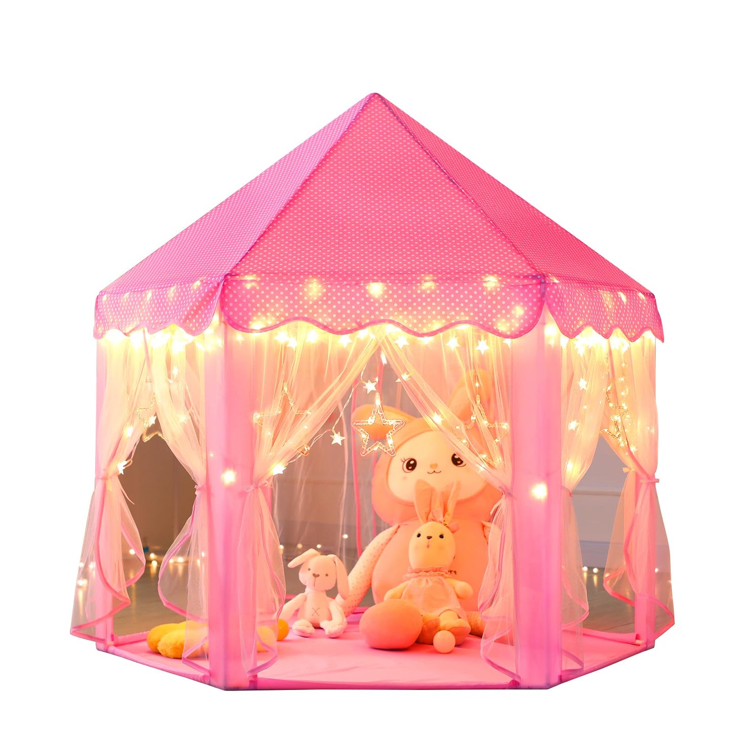 HotMonobeach Princess Tent Girls Large Playhouse Kids Castle Play Tent with Star Lights Toy for Children Indoor and Outdoor Games, 55'' x 53'' (DxH)