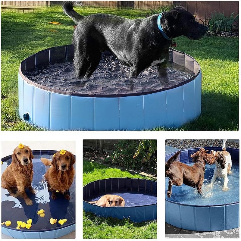 Hot Dog Pool Foldable pet Pool Dog Swimming Pool pet Swimming Pool PVC Non-Slip for All Kinds of Pets (32x8in)