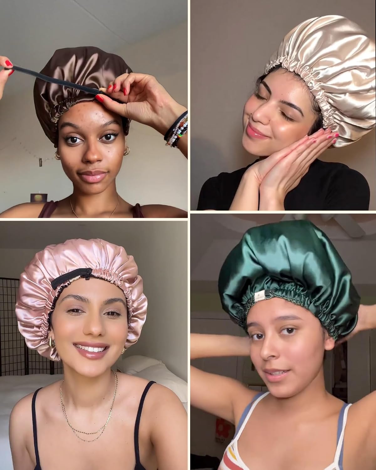 HotYANIBEST Adjustable Satin Bonnet Double Layer Hair Bonnet for Sleeping Bonnets for Women Hats Curly Natural Hair, Blush Pink | Double Layer, Reversible Bonnet, Natural Curly Coily, Maintain Moisture, Soft Adjustable Elastic Band Sleep Cap