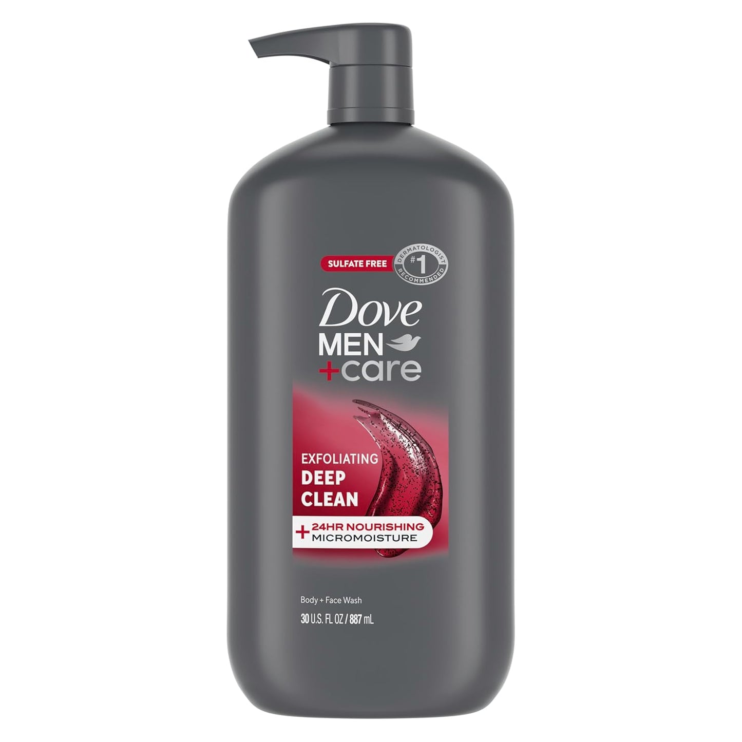 HotDOVE MEN + CARE Body and Face Wash Exfoliating Deep Clean for Men, with 24-Hour Nourishing Micromoisture Technology Body Wash, 30 oz