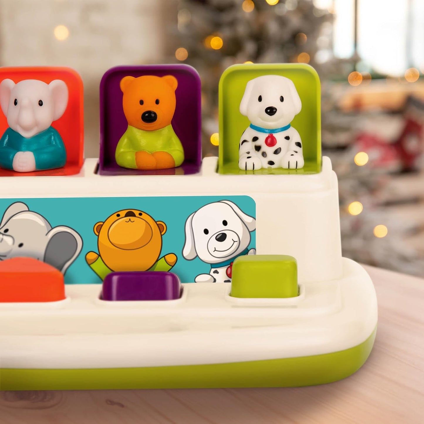HotBattat Pop-Up Toy, Pop-Up Pals Cause-and-Effect Animal Toy, Toddler, 4 Pals | 4 animal pals pop up with turn, press, flip, and slide actions; colors, shapes, carry handle, Toddler, 4 Pals; 18+ Months