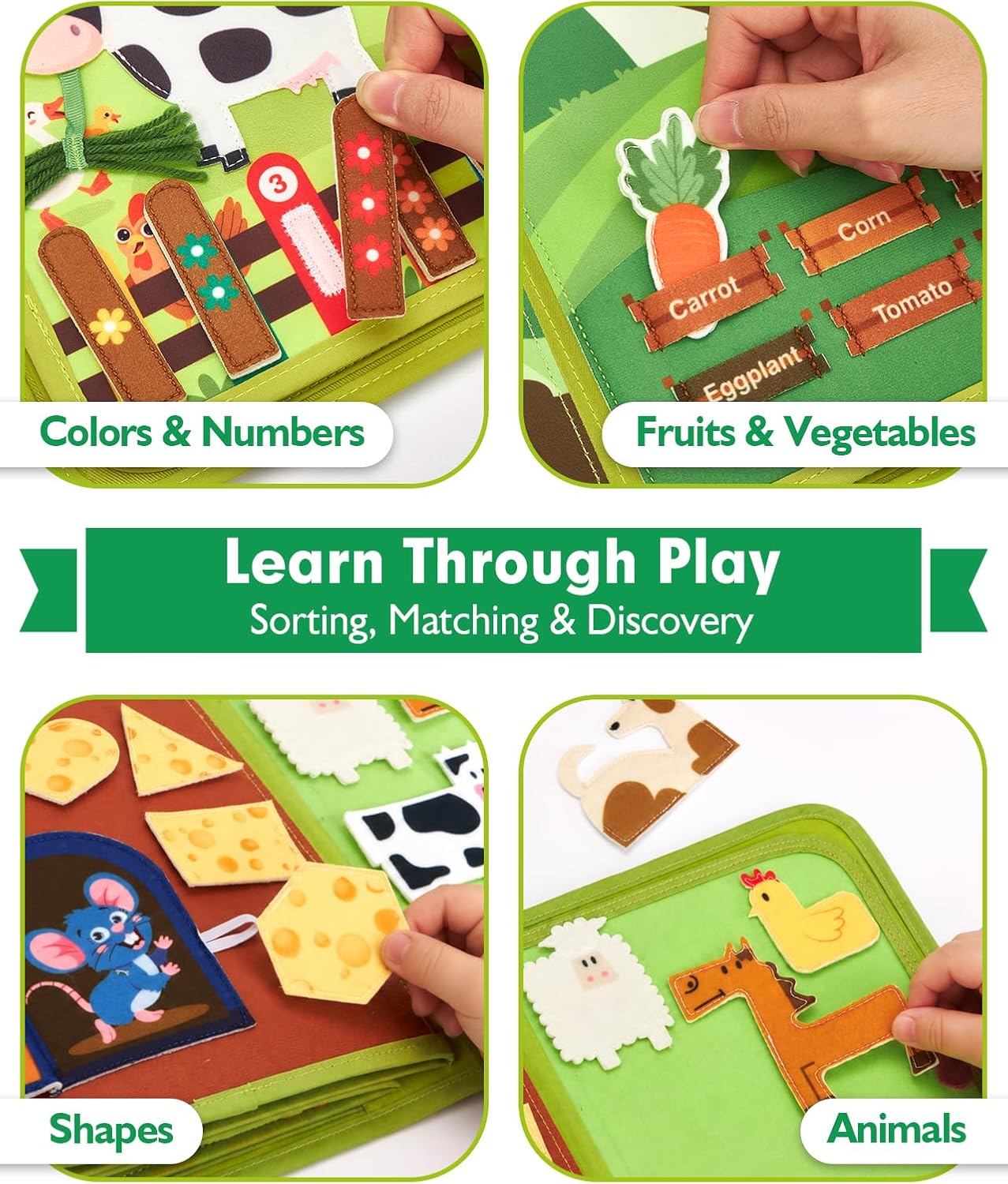 Hothahaland Busy Book for Toddlers 1-3 - Montessori Toys Busy Board for 1 Year Old Boy Gifts Girl Toys Educational Learning Quiet Activity Books Toddler Travel Toys for One Year Old Birthday Gift