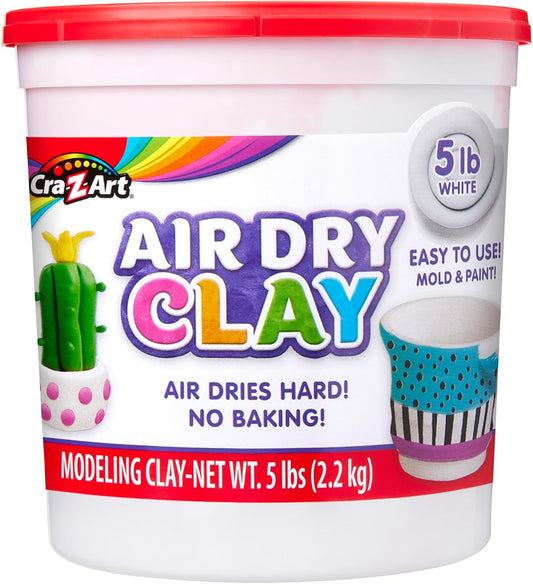 Hot Cra-Z-Art Air Dry Clay - 5lb Bucket Natural White Modeling Clay, Perfect for Sculpting, School Projects, Bulk Class Supplies for Teachers, Day Cares, Camps, Essential for School